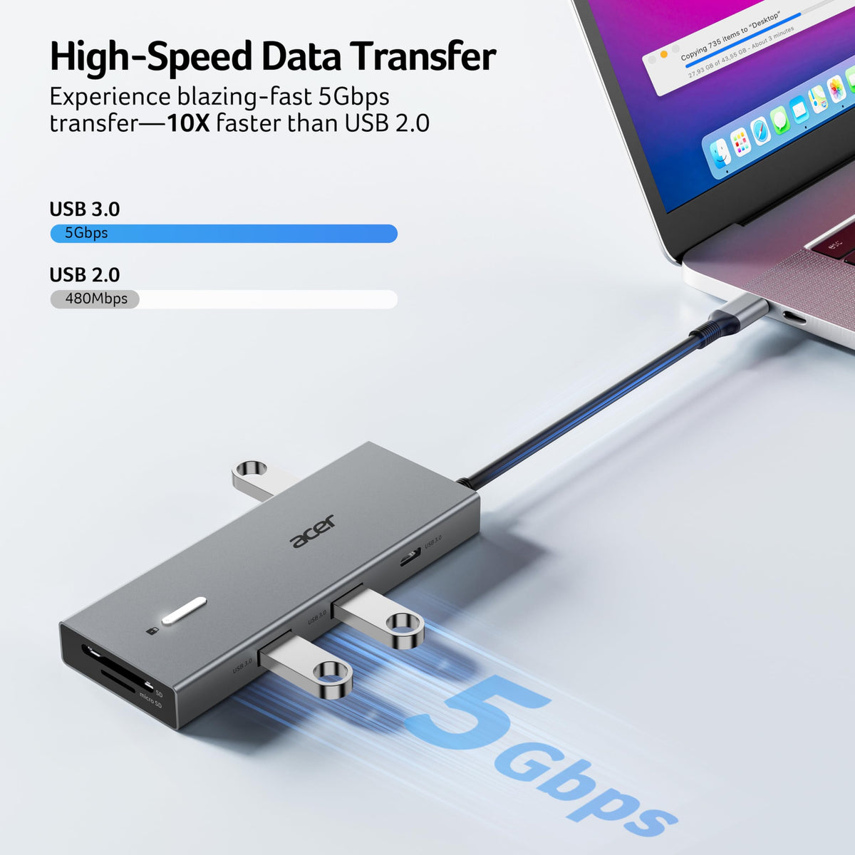 Acer USB C Docking Station Dual Monitor 9 in 1 Laptop Dock - Premium Selection Official Imagery - 8