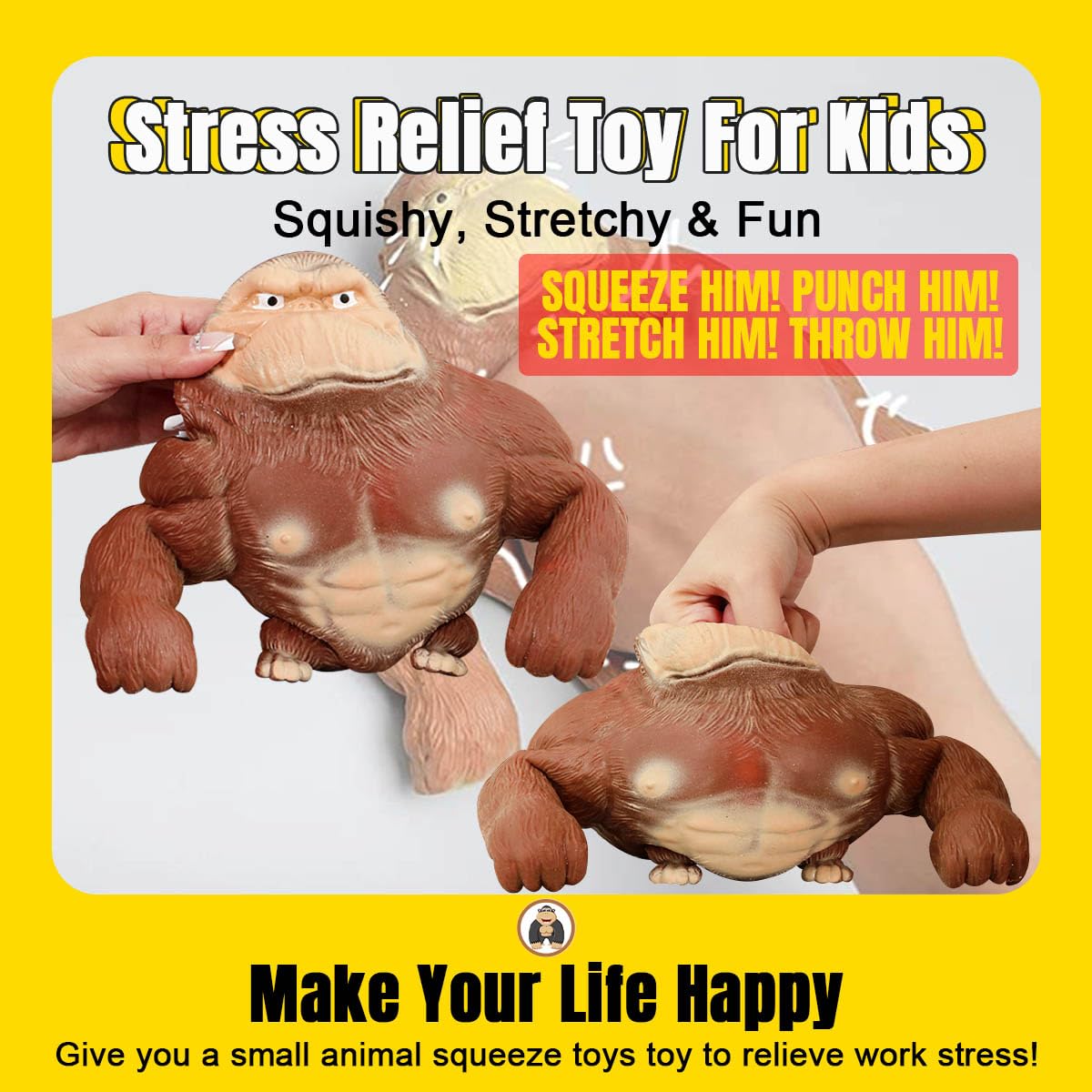 Jumbo Monkey Sand Squishy Toy Stretchy Gorilla Fidget Toy in - YHan Official Imagery - 5