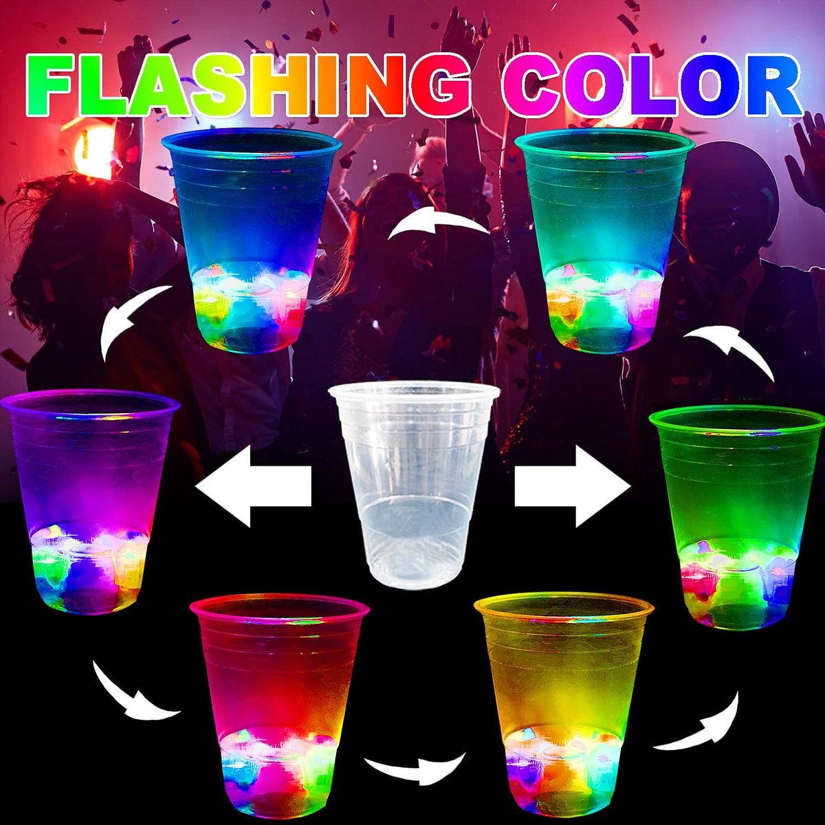 40 Pcs Glowing Party Cups 16oz Plastic Light Up Cups with - LLKMDSS Official Imagery - 5