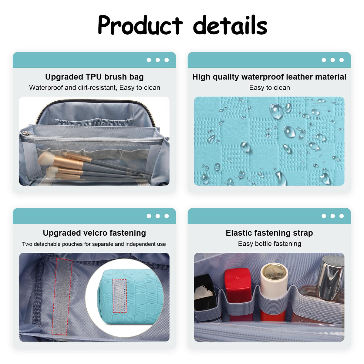 BOYATU Travel Makeup Bag Organizer 180 Open Flat 3 Pcs Make - BOYATU Official Imagery - 6