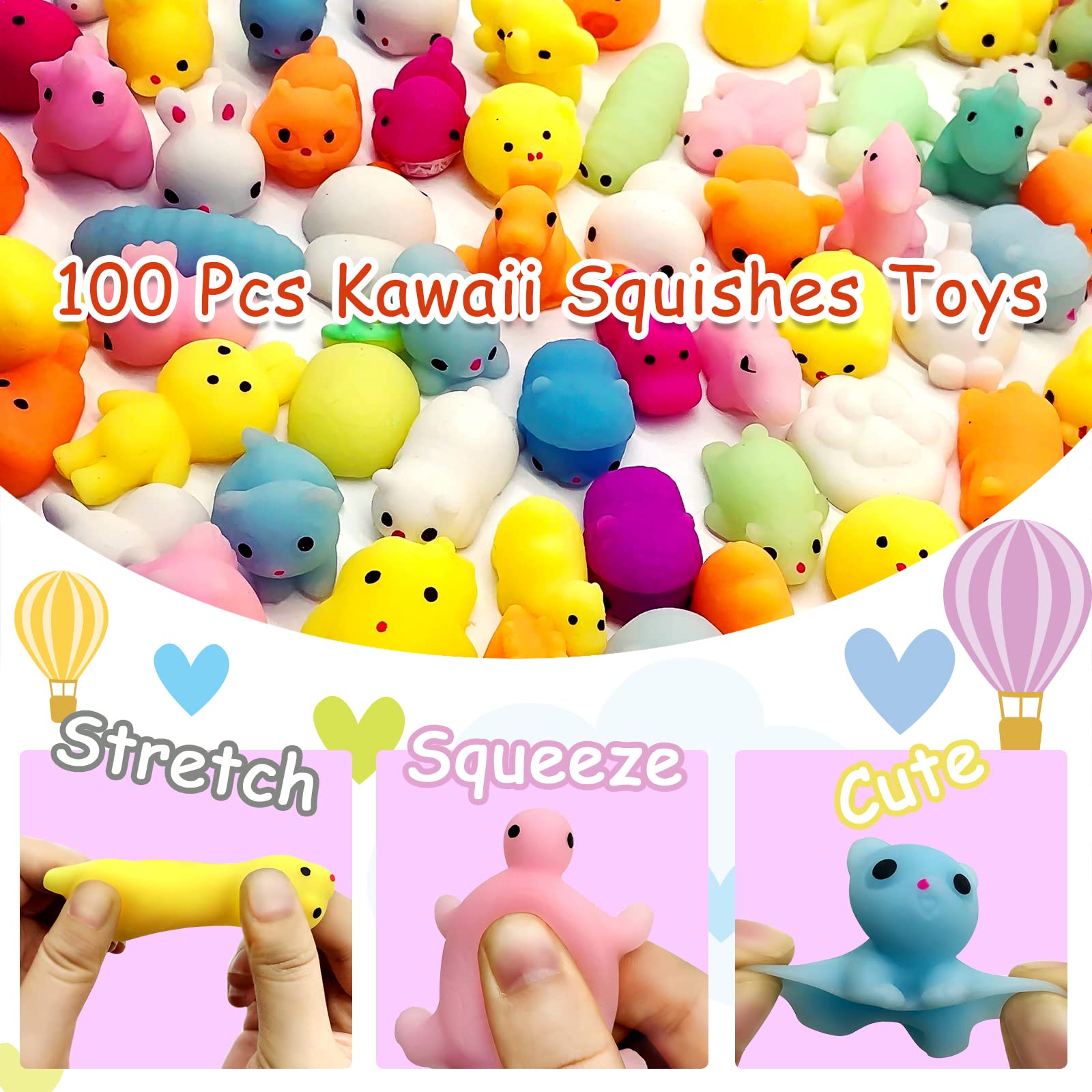 LENYOQIN 100 Pcs Kawaii Squishies, Mochi Squishy Toys for Kids Pa - LENYOQIN Official Product View 3