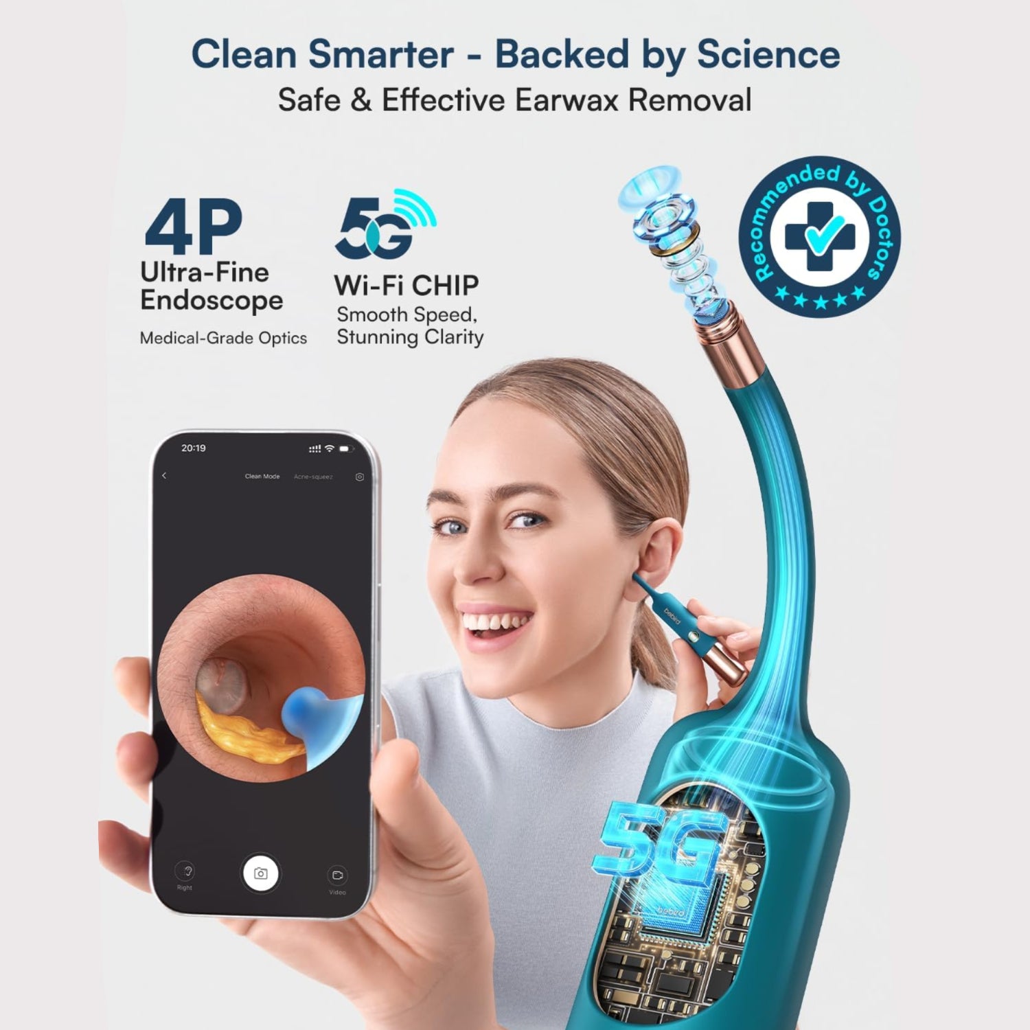 BEBIRD Ultra Ear Wax Removal Kit with 2K HD camera and visual ear cleaner for safe, precise ear cleaning.