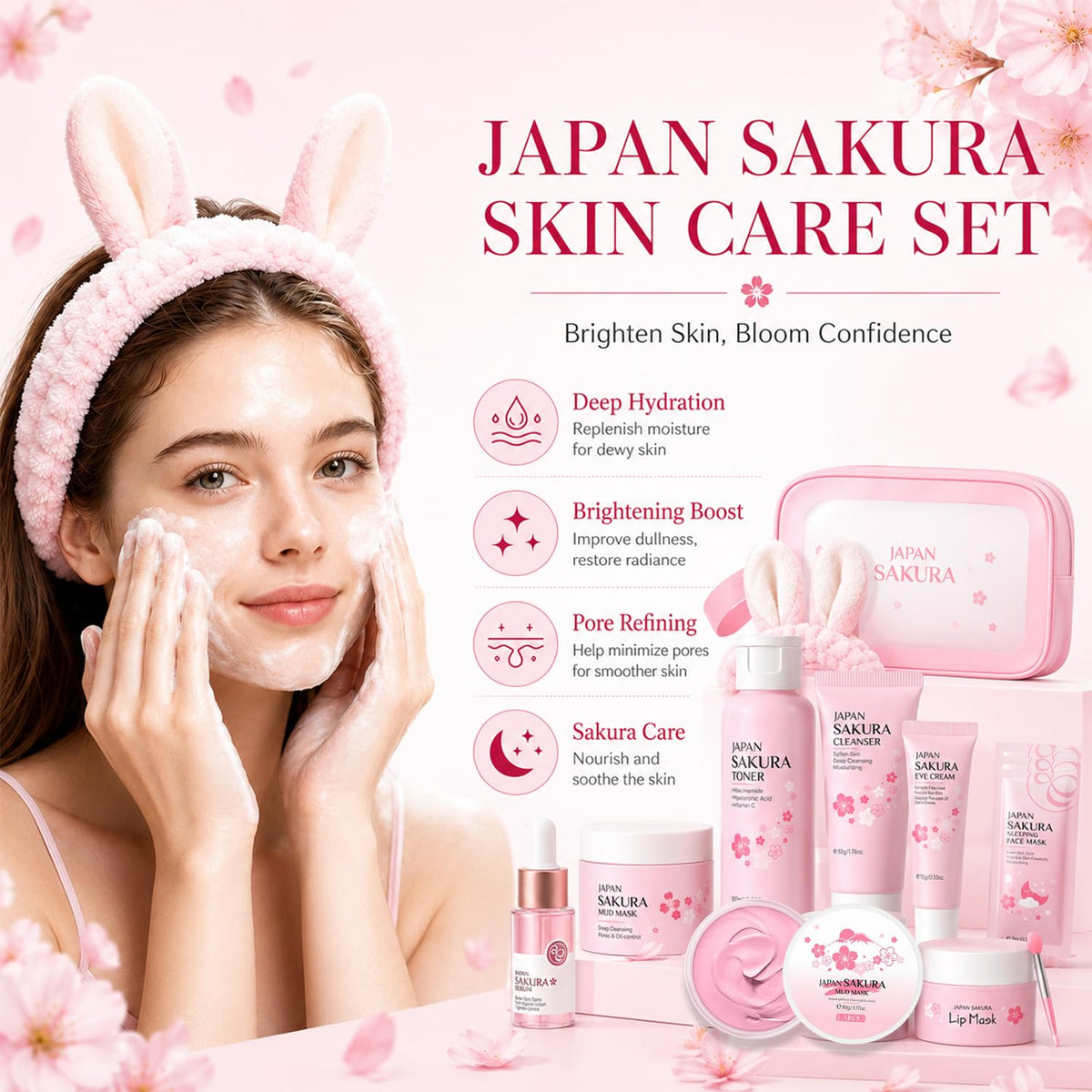 Sakura Skin Care Set for Kids Teen Girls Birthday Christmas - ZARICS Official Imagery - 3