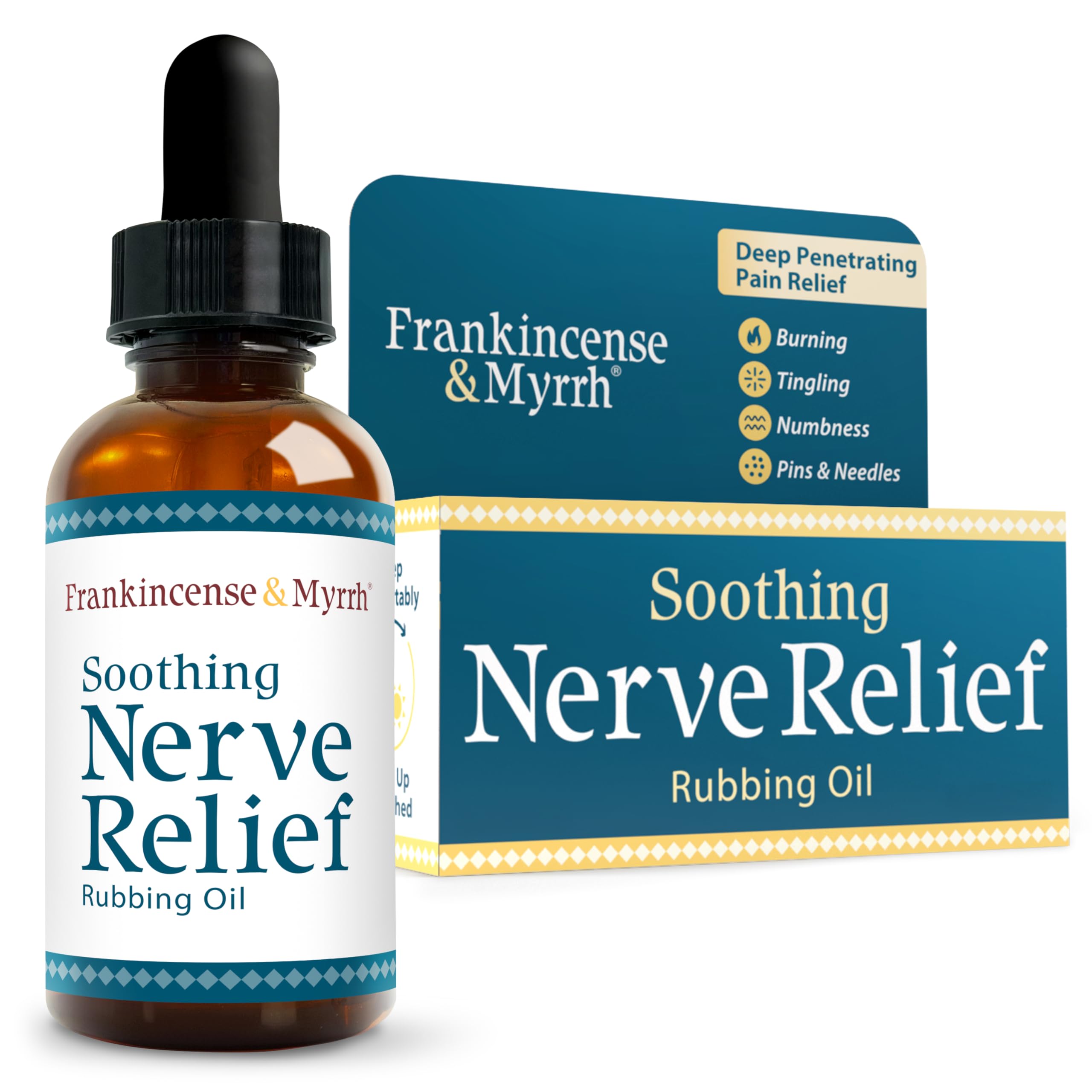 Frankincense & Myrrh Nerve Pain Relief Rubbing Oil,Diabetic Neuropathy, 2oz