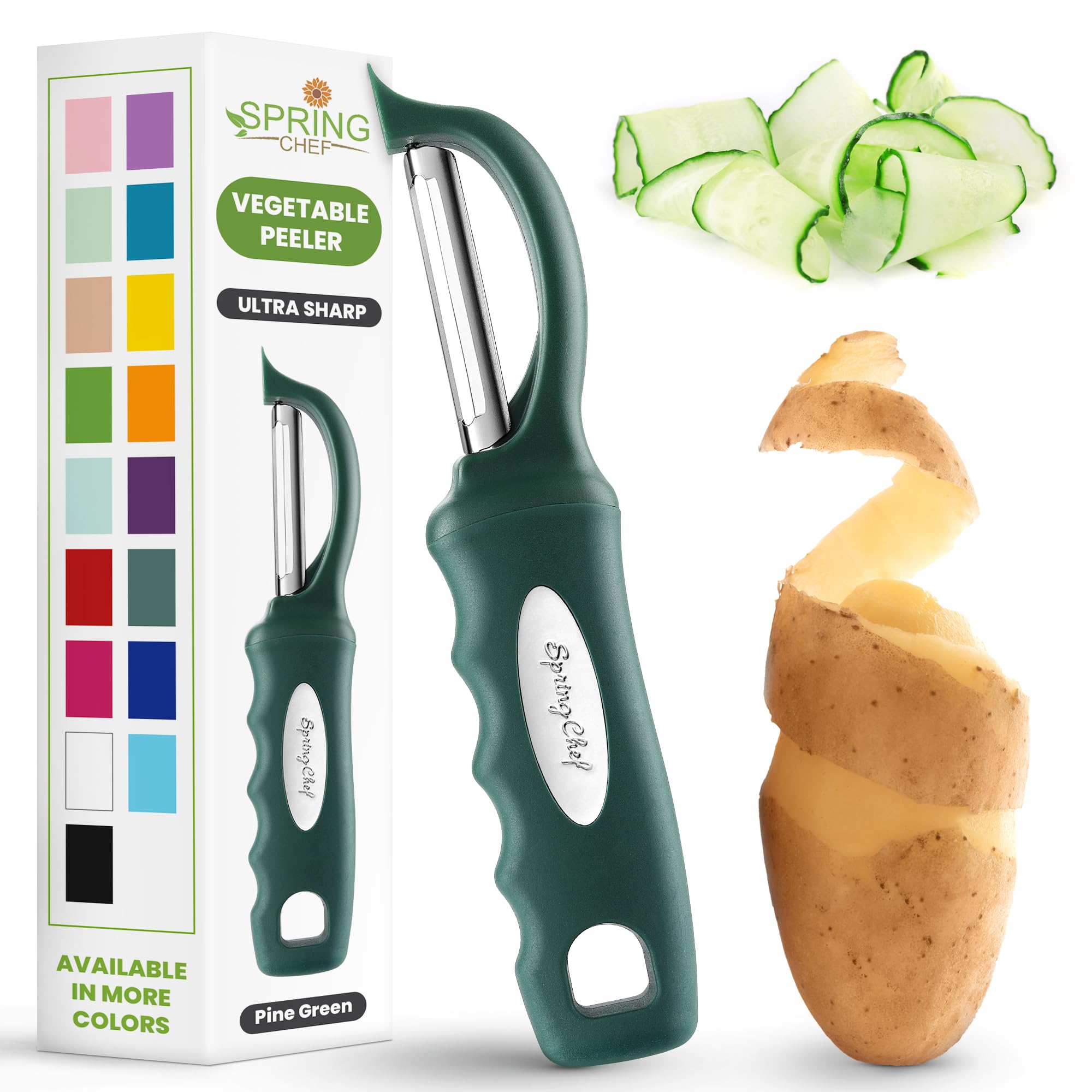 Spring Chef Swivel Vegetable Peeler for Kitchen w/Soft Grip Handl by Spring Chef - Angle View 10