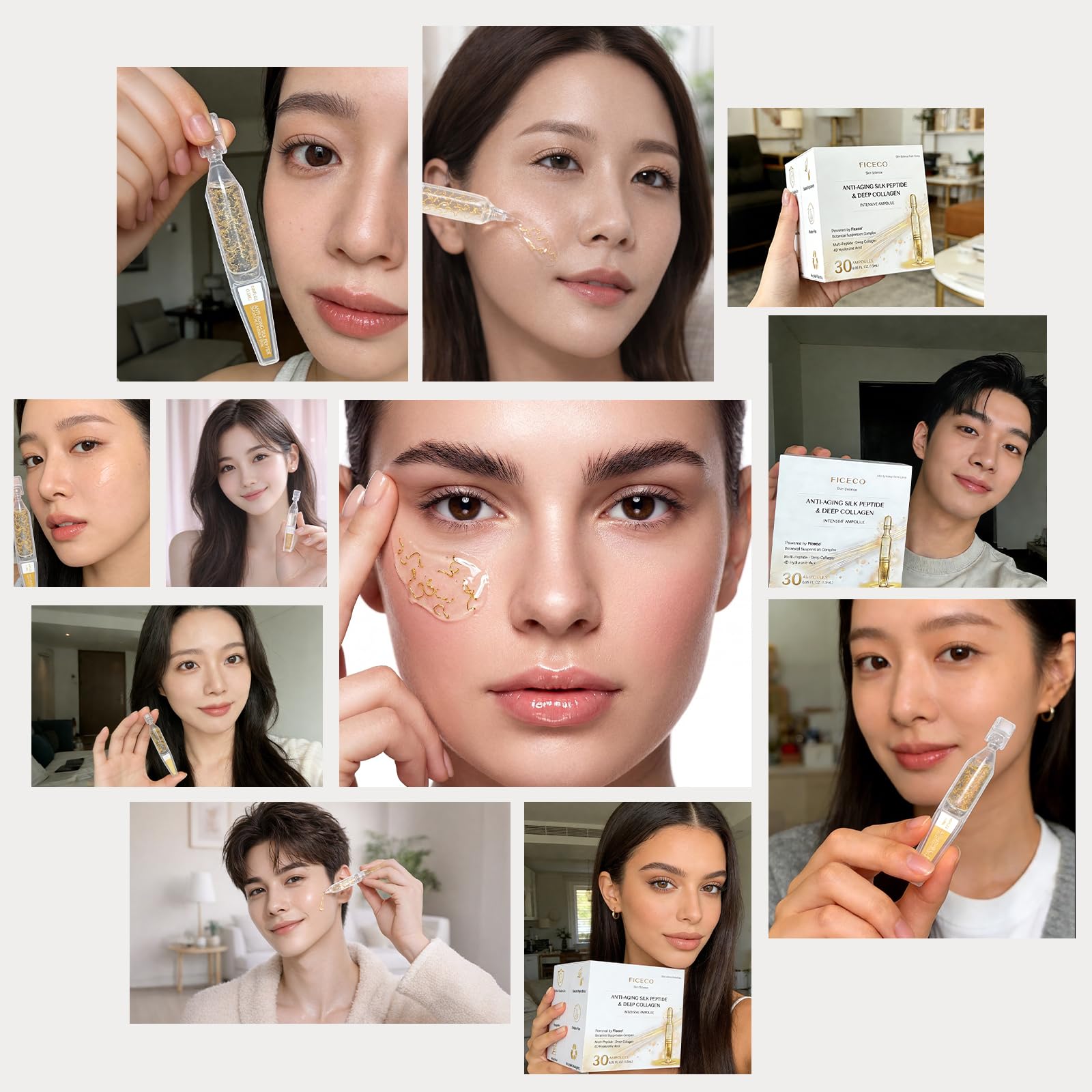 Glow Intensive Silk Peptides Collagen GHK-Cu Copper Peptides - Ficeco