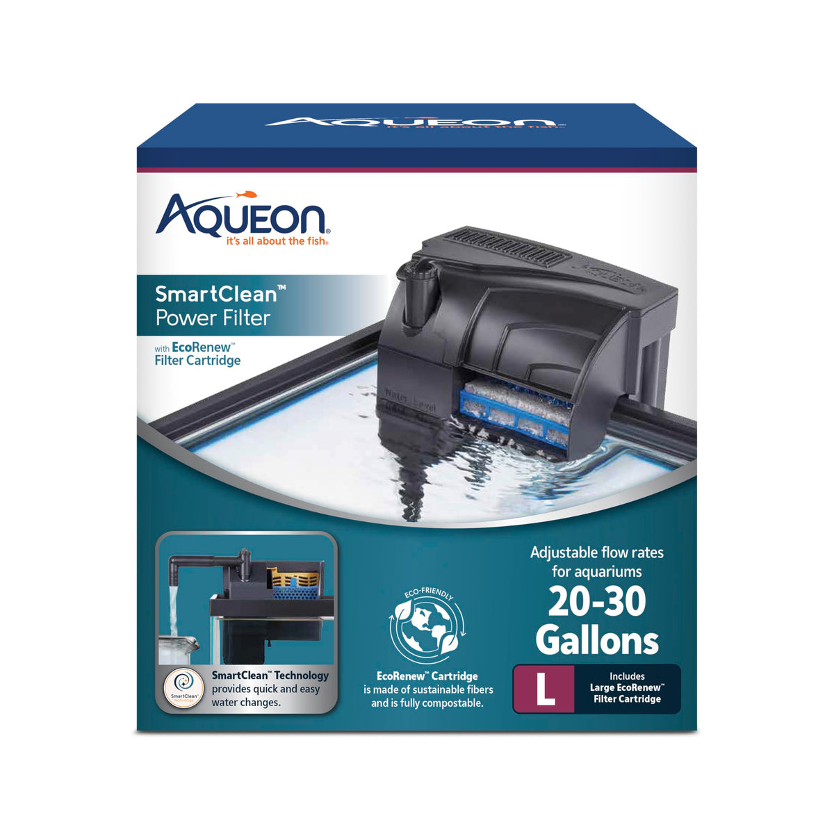Aqueon SmartClean Power Filter with EcoRenew Filter - Aqueon Official Imagery - 1