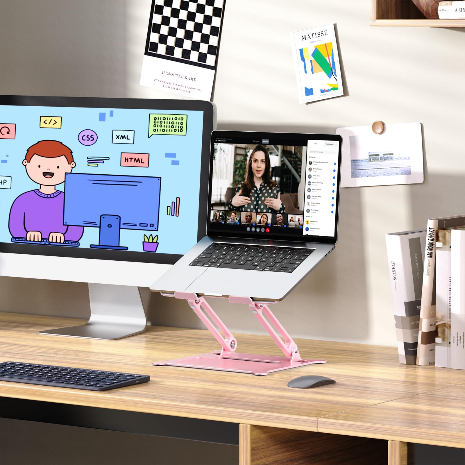 Urmust Adjustable Laptop Stand – Ergonomic Riser, Pink