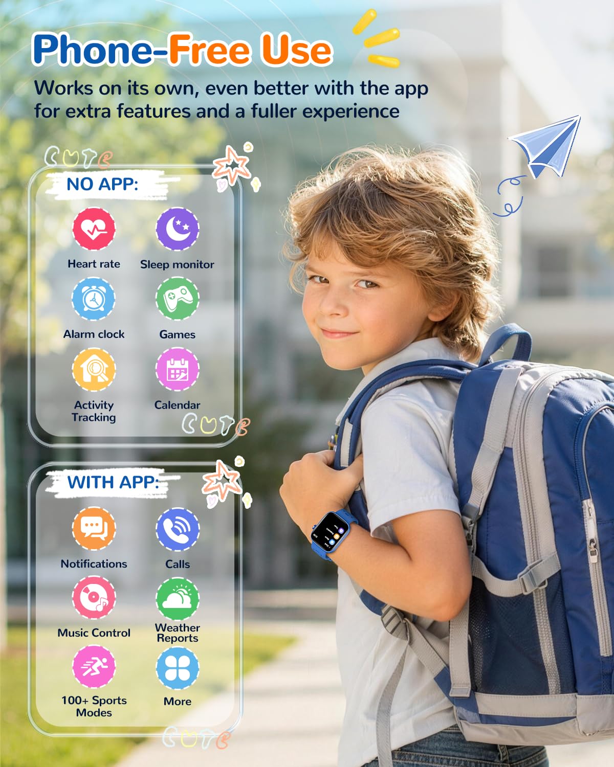 No App Fitness Tracker for Kids Gift Smart Watch Toys with 7 - Sanorum Official Imagery - 3