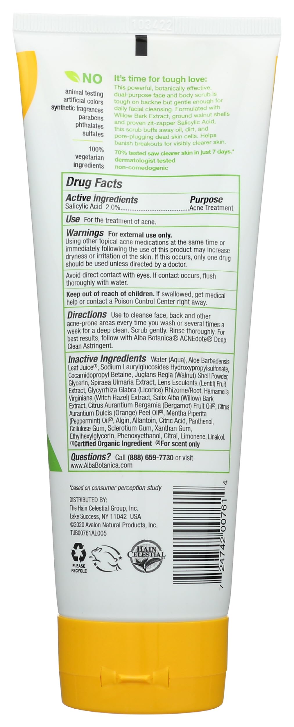 Alba Botanica Acnedote Maximum Strength Face & Body Scrub for Acne Treatment, - Alba Botanica Official Product View 3