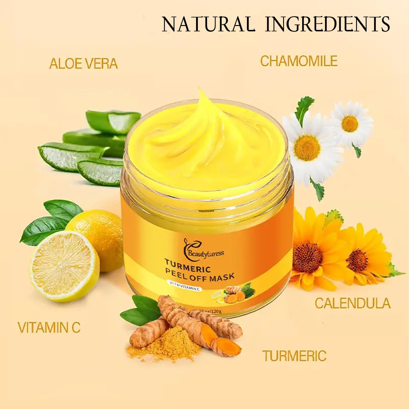 Vitamin C Peel Off Face Mask, Turmeric Moisturizing Mask, Deep - BEAUTYTURESS