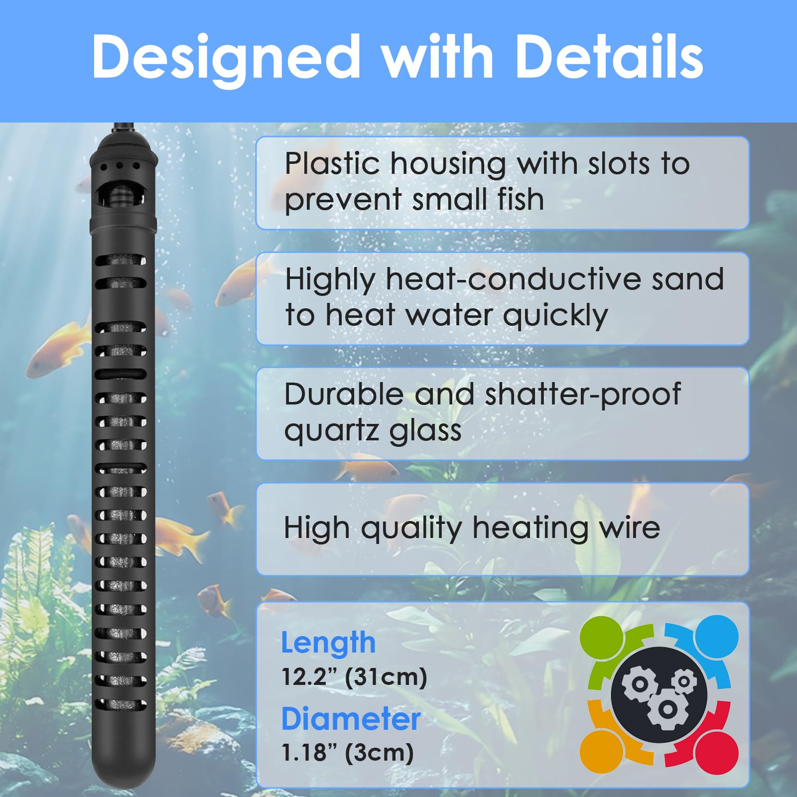AquaMiracle Aquarium Heater Fish Tank Heater 300W with Dry-Run/Ov - AquaMiracle Official Product View 5