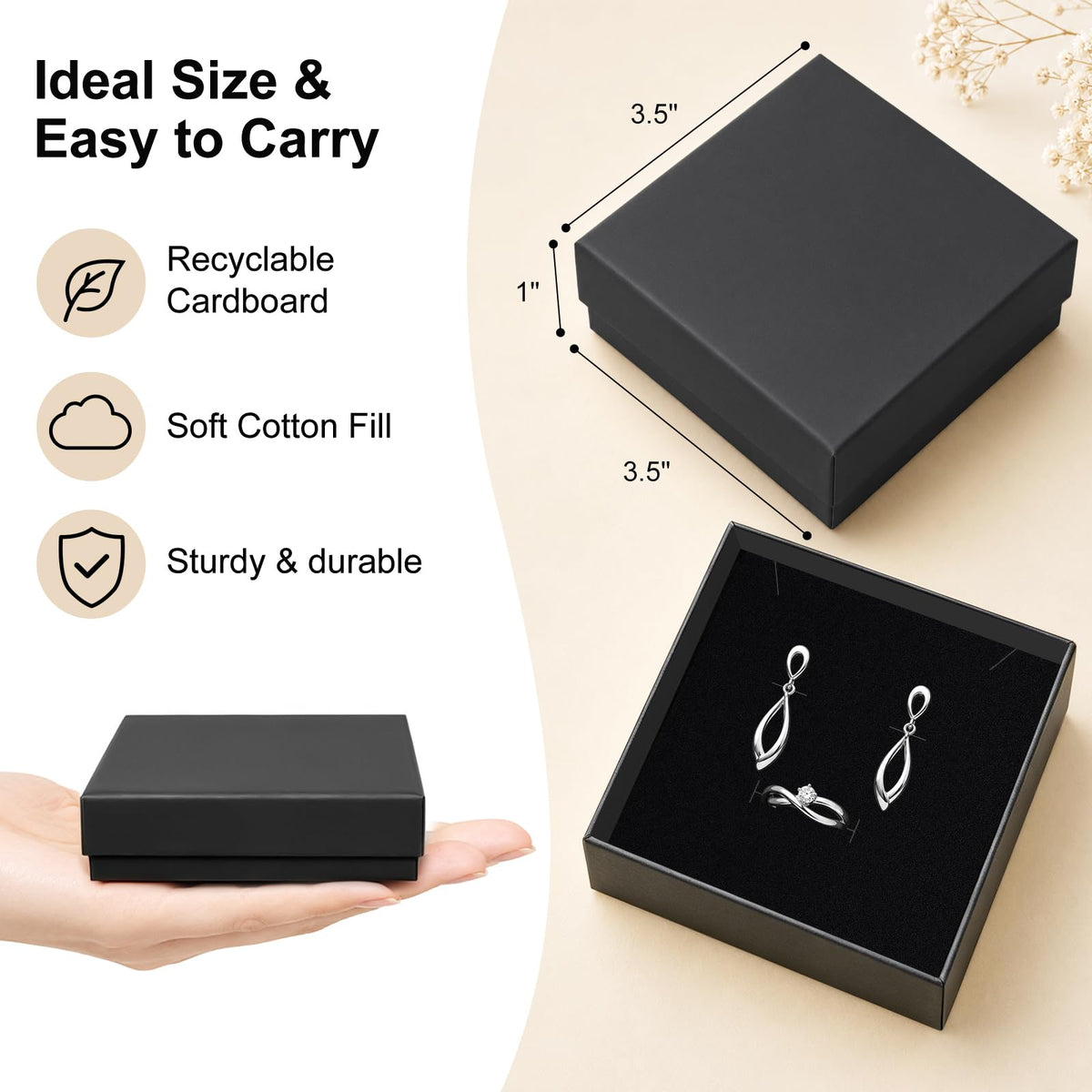 Jewelry Gift Boxes 40 Pack 3 5x3 5x1 Inch Black - PartyCrazye Official Imagery - 4