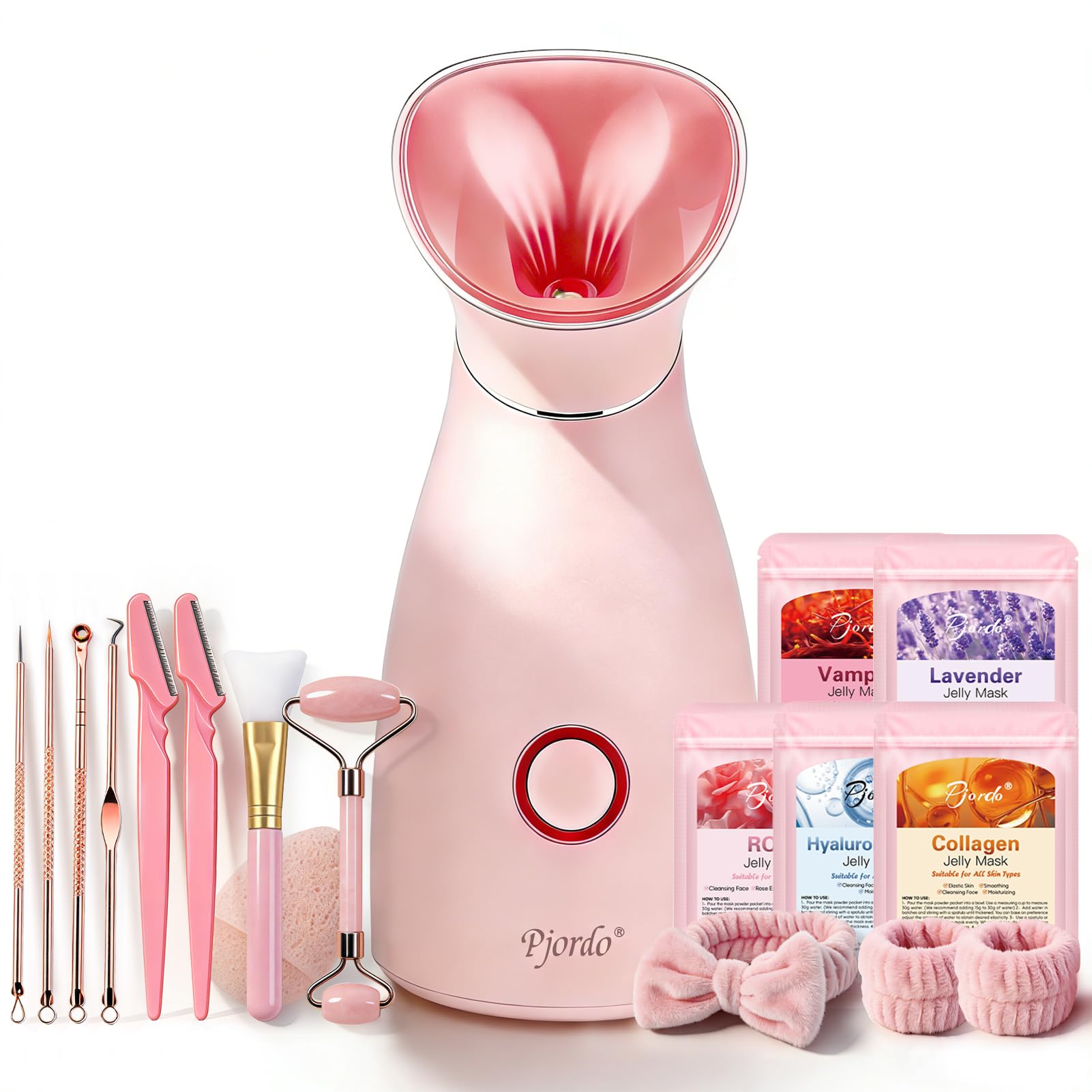 Facial Steamer Spa Kit, 12 Skin Care Tools & 5 Jelly Mask - Product Imagery