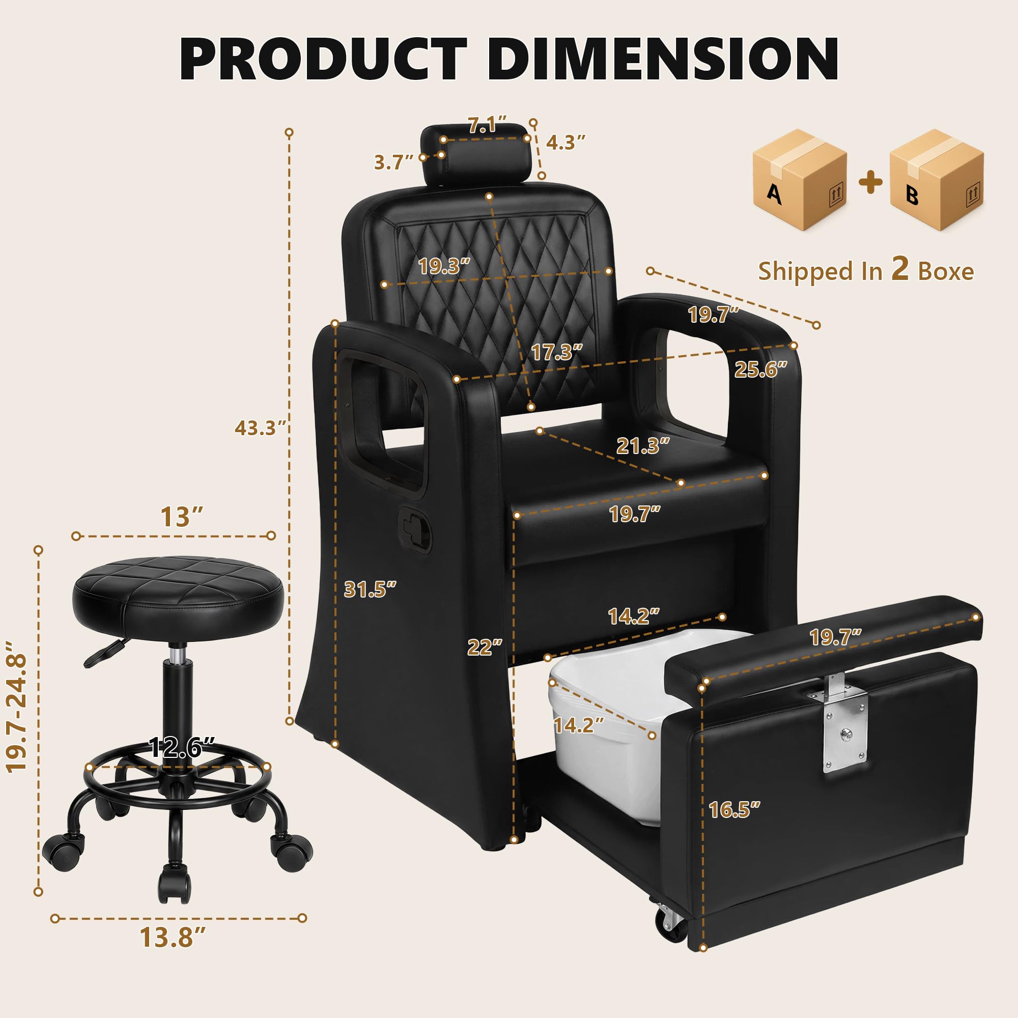 Hicomony Pedicure Chair for Nail Tech, Reclining Spa Chair Stool Included