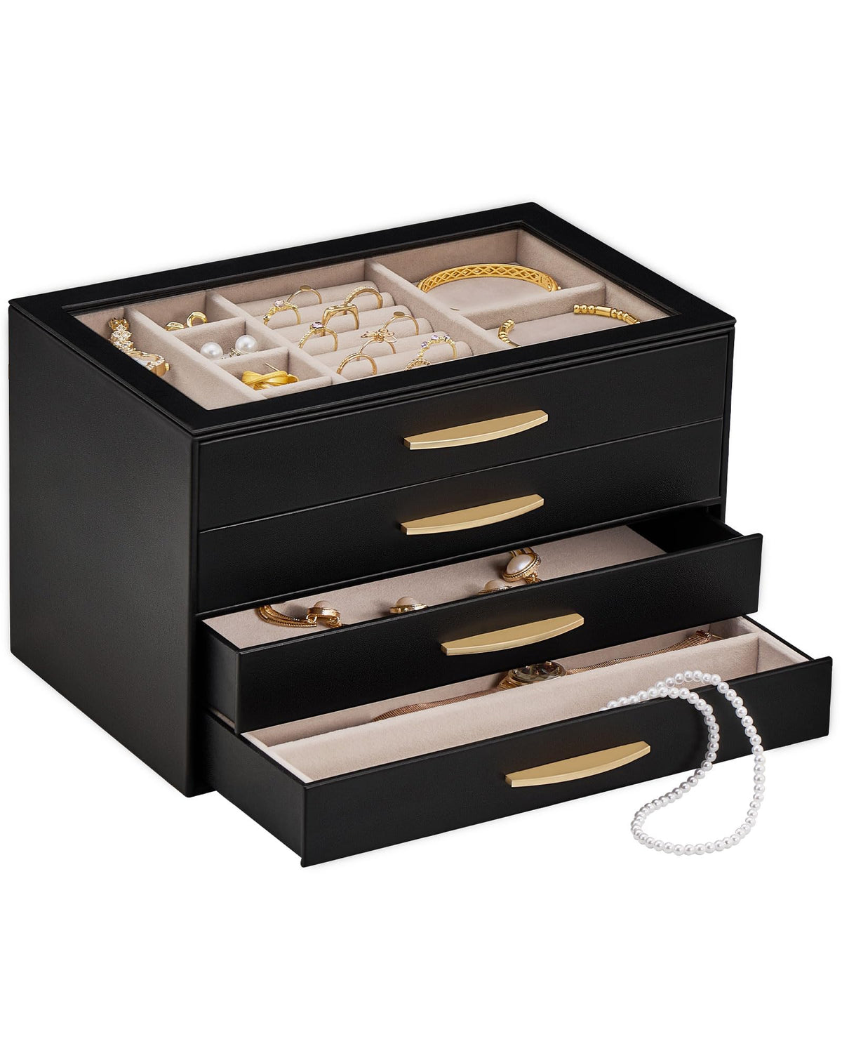 Lolalet Jewelry Box Organizer Case with Glass Lid for Women - Lolalet Official Imagery - 2