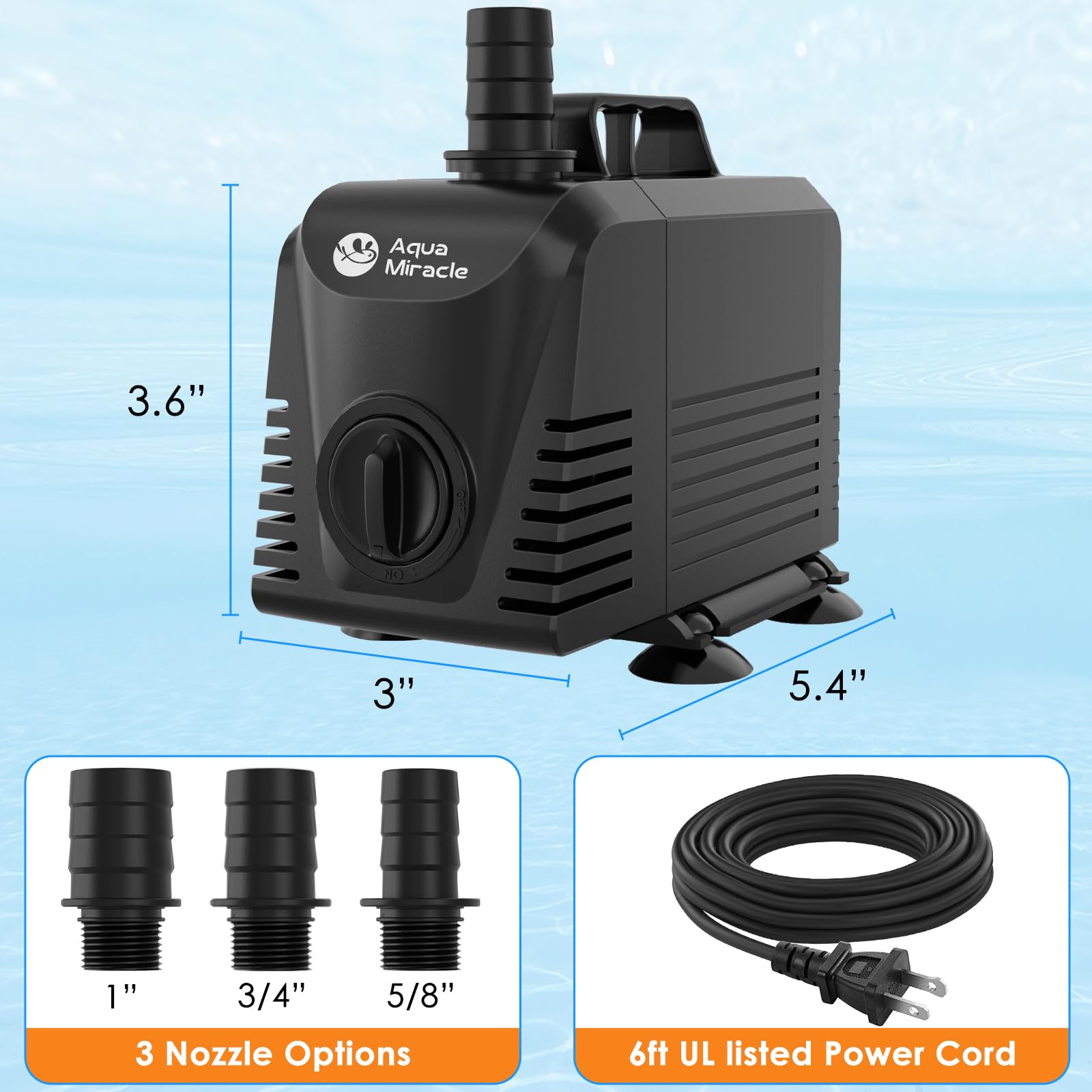 AquaMiracle Submersible Water Pump Aquarium Water Pump with Flow - AquaMiracle Official Product View 2