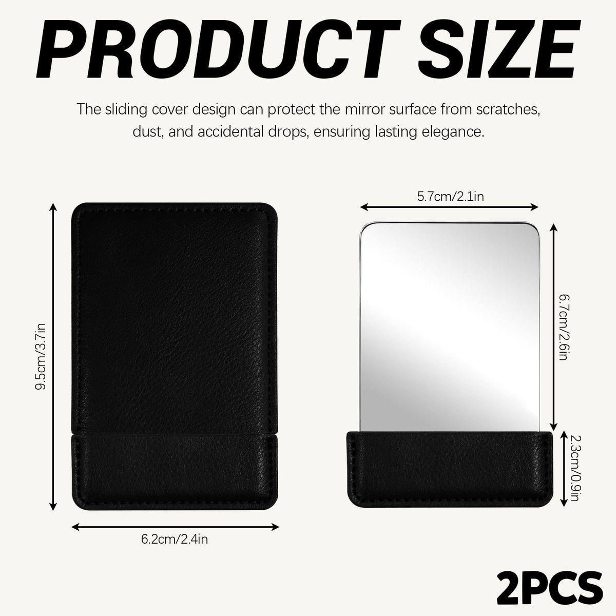 10 Pack Small Pocket Mirror with Leather Case Shatter - BangBoom Official Imagery - 5