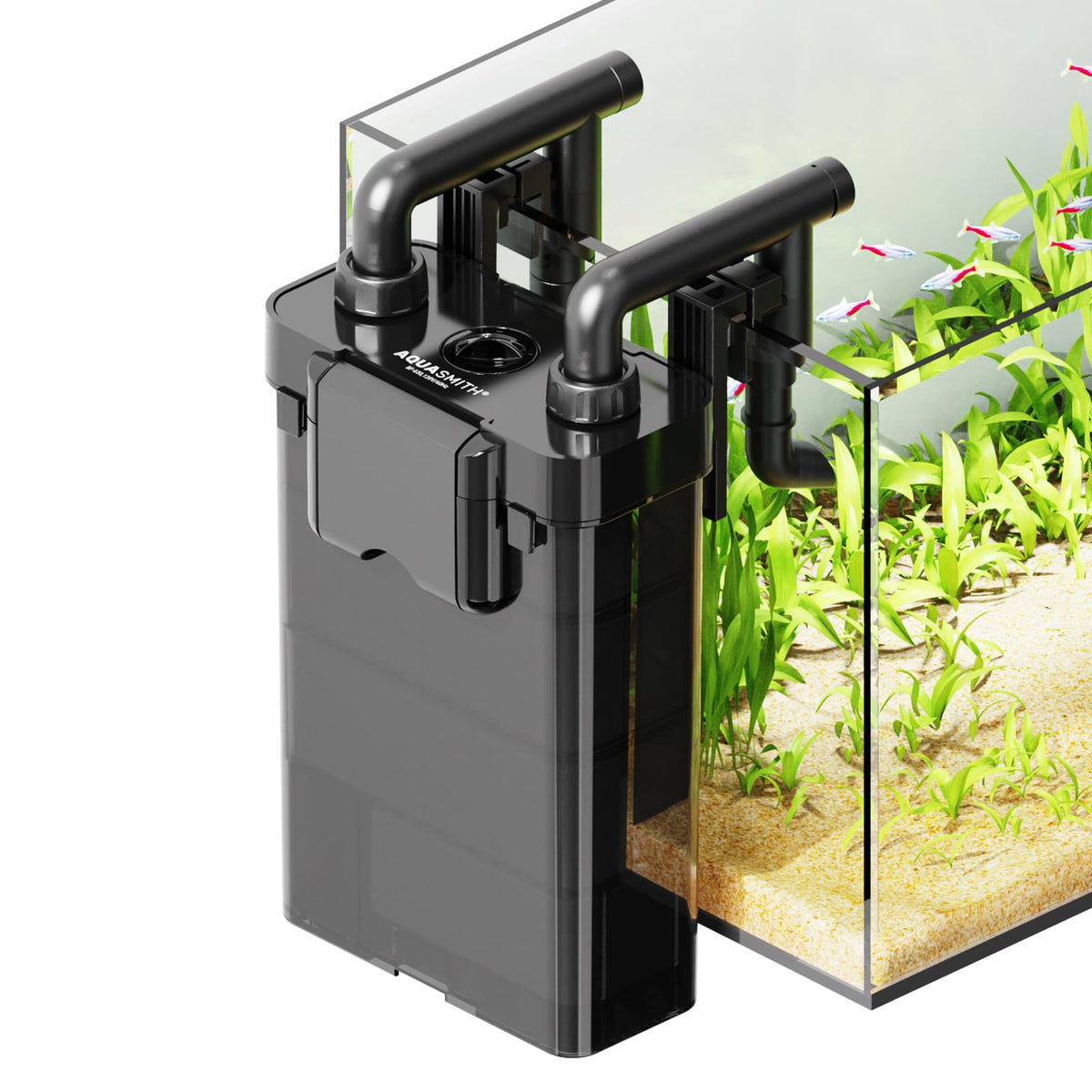 Hang on Back Aquarium Filter No Hum Whisper Quiet for 25 35 - AQUASMITH Official Imagery - 2