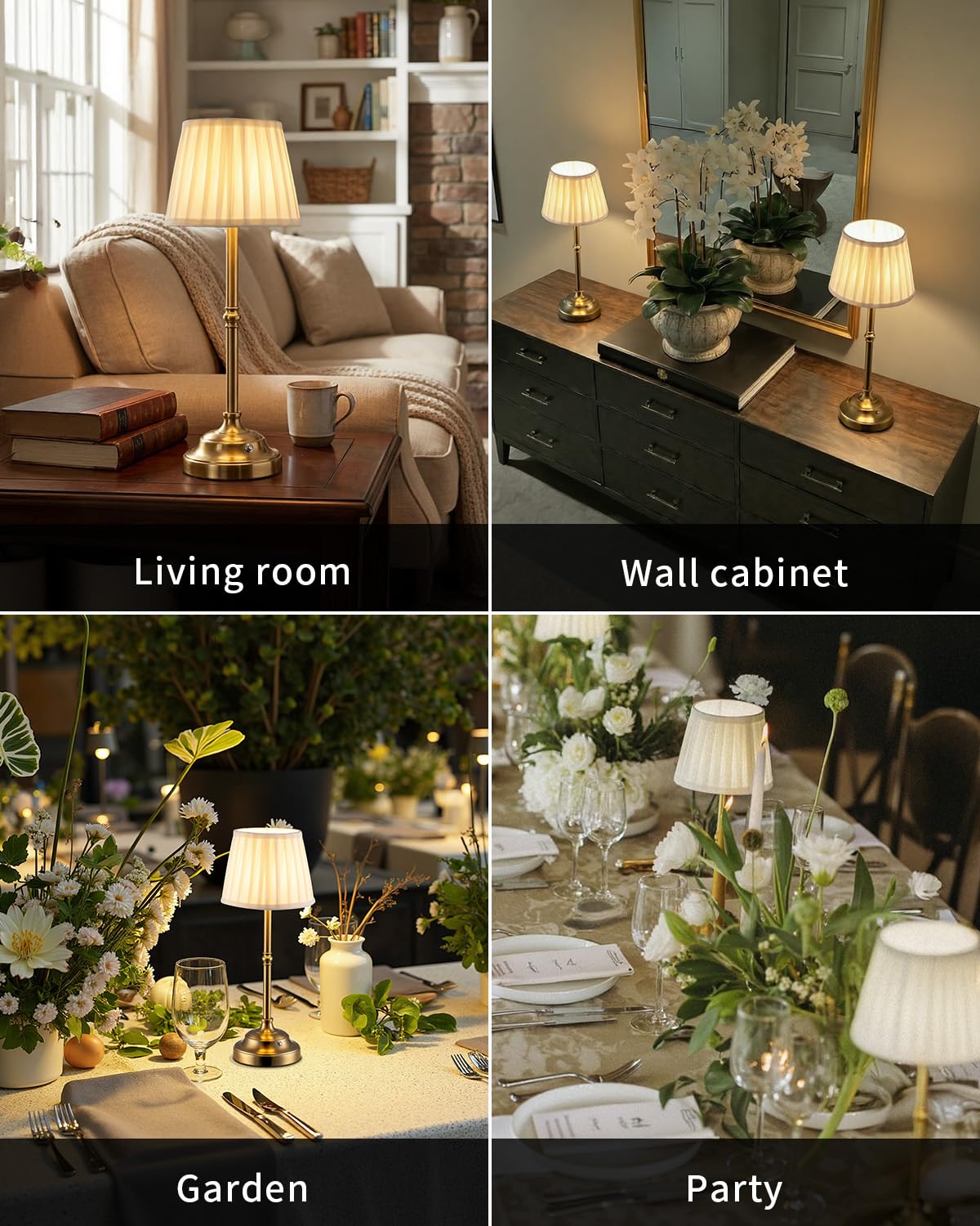 KDG Gold Cordless Portable LED Table Lamp Beige Fabric Shade - KDG Official Imagery - 7