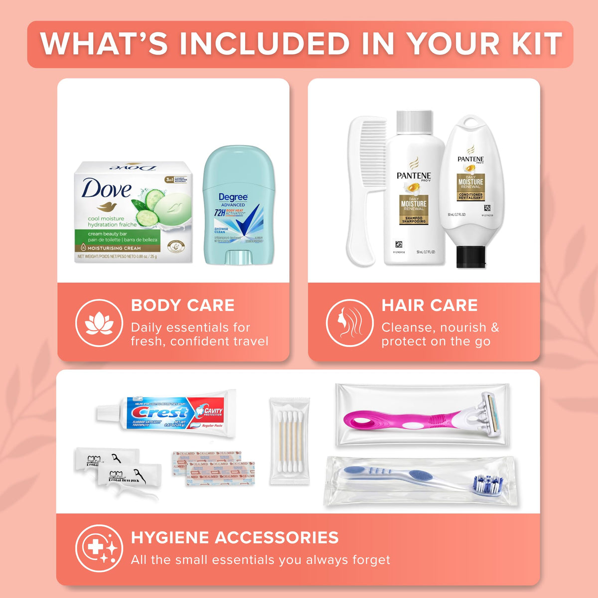 Hygiene Kits Bulk 25 Pack Womens Travel Size Toiletries for - TREKTOTE Official Imagery - 3