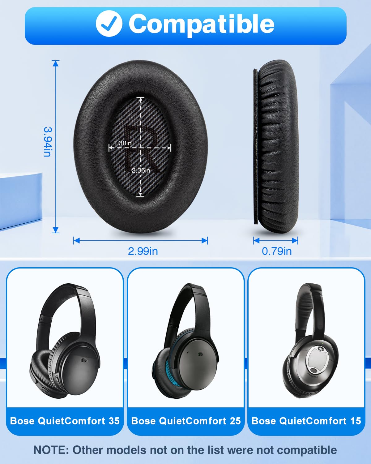Earpads for Bose Quiet Comfort QC 35 / QC35 ii / QC25 / QC15 Headphone