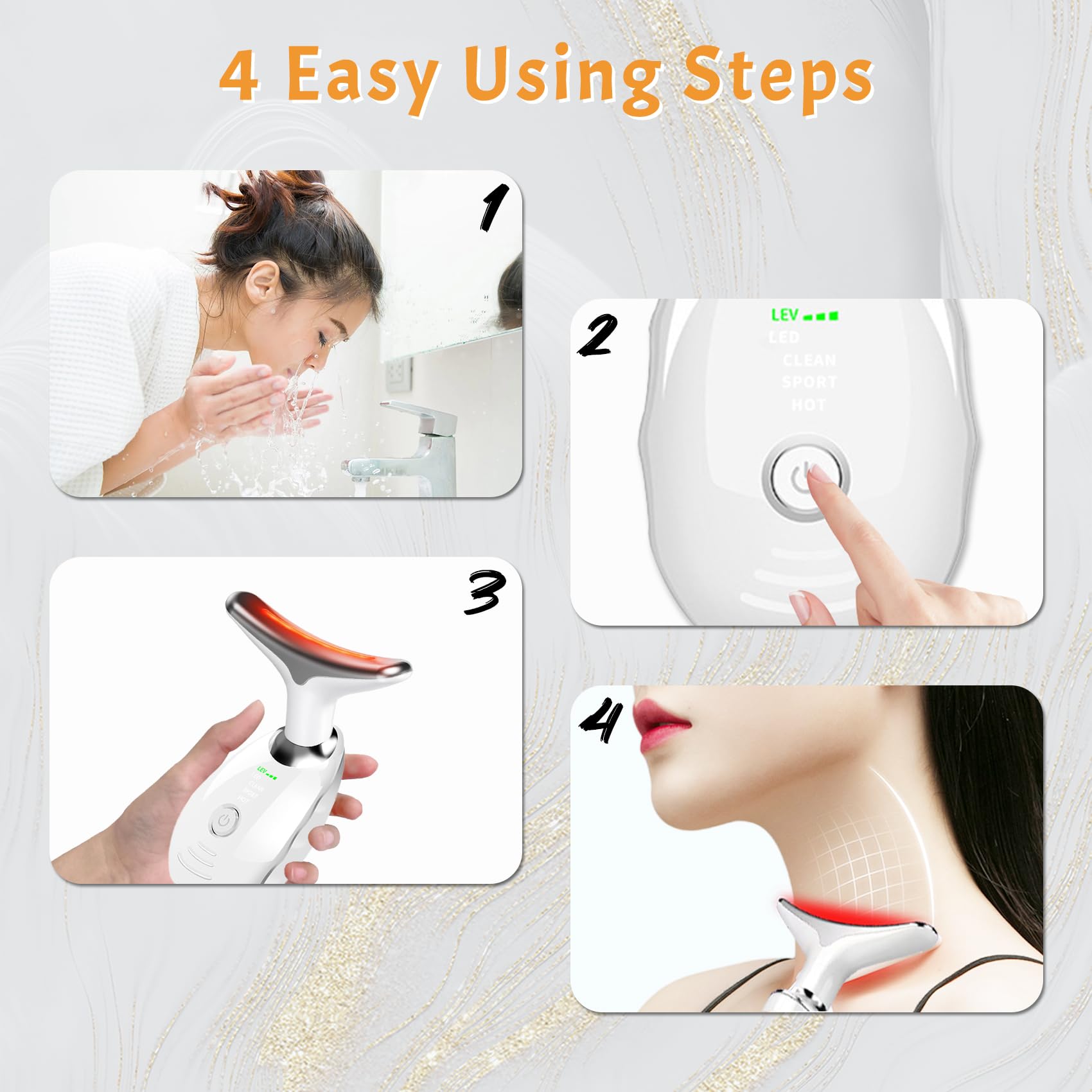 Yolopim 7 Color Face and Neck Massager for Skin Care, Multifunctional Facial Tool With Non-Slip Design, White