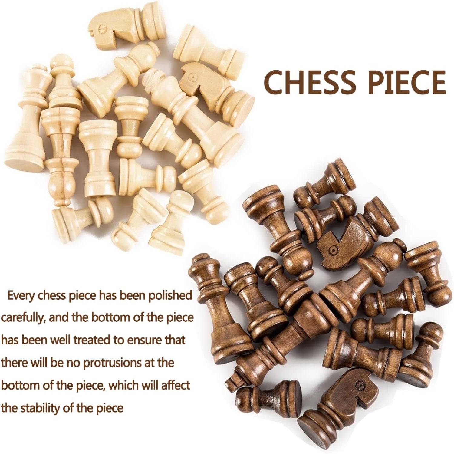 DUBSTAR folding wooden chess set with 17-inch storage chessboard and chess pieces on a natural wood finish surface.