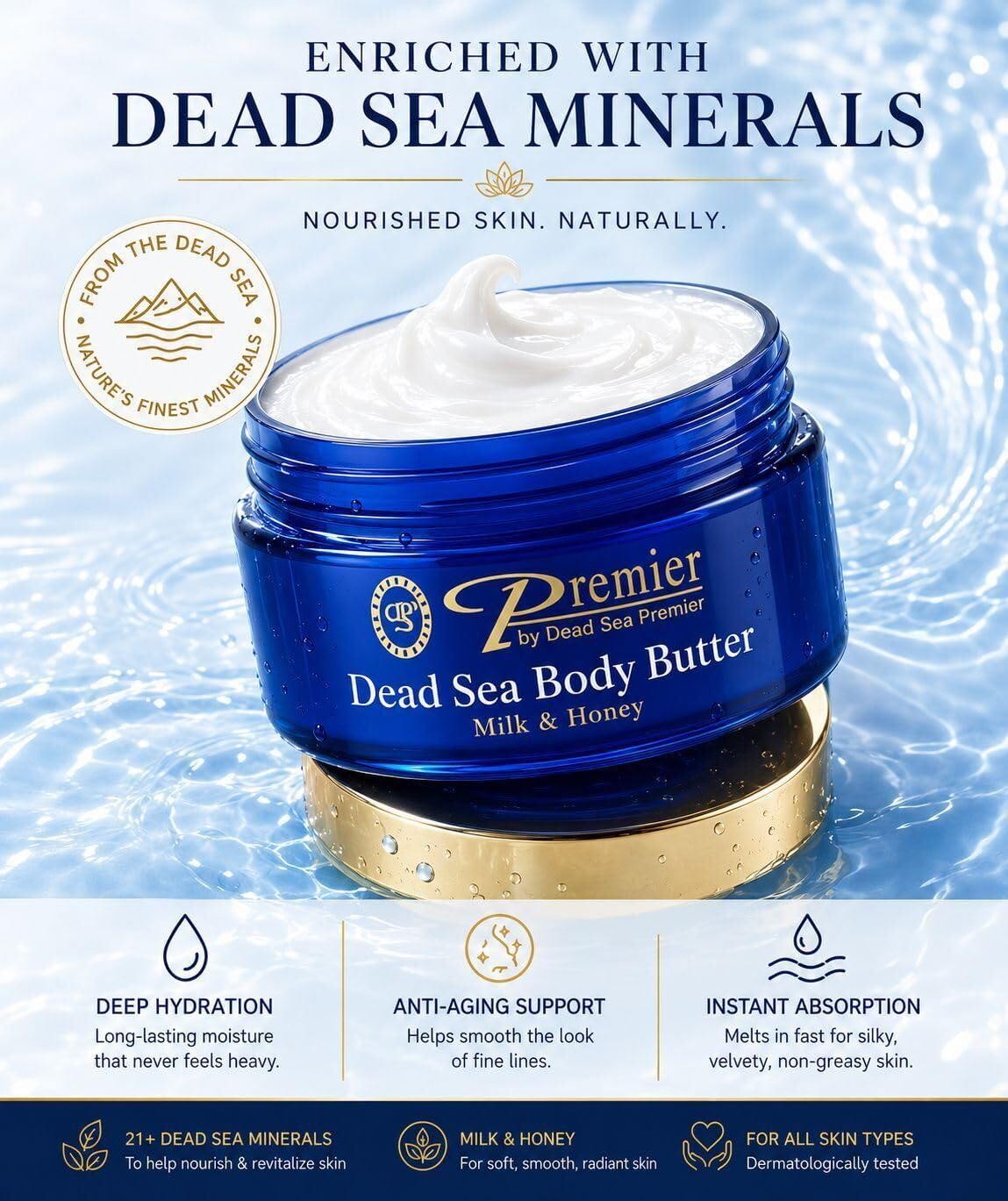 Premier Dead Sea Anti-Aging Body Cream - Milk & Honey 5.95 Fl Oz - Premier Official Product View 7