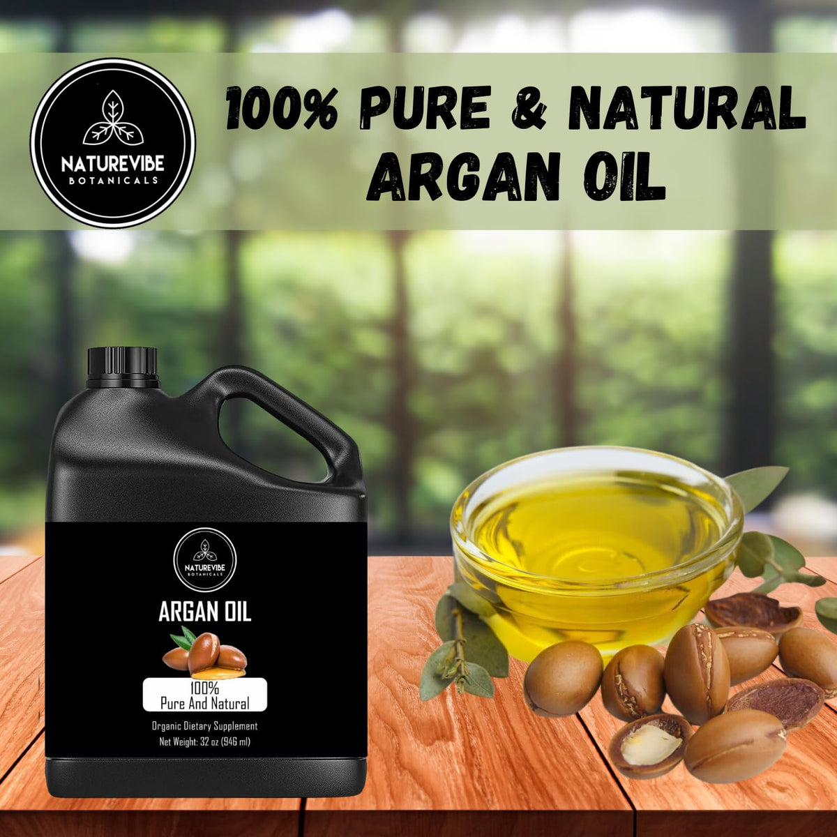 Naturevibe Botanicals Argan Oil 32 Fl oz Cold Pressed - Naturevibe Botanicals Official Imagery - 4