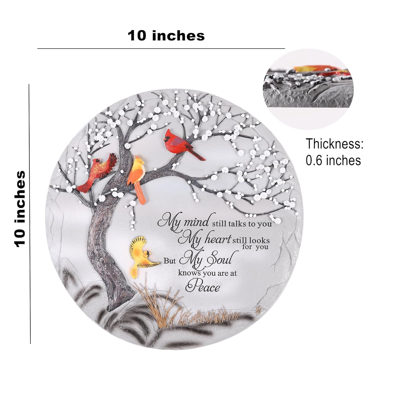 Youdear Memorials Cardinal garden stone with engraved message, memorial gift for loved ones, decorative outdoor remembrance stone