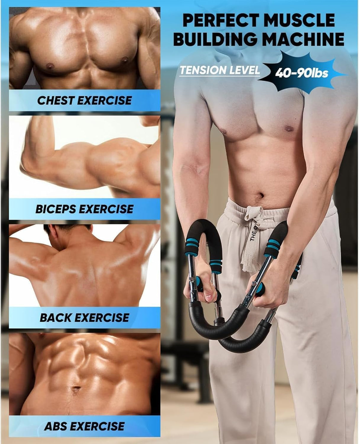 LYKAN Twister Arm Trainer 40 100lb Adjustable Chest Workout - LYKAN Official Imagery - 4