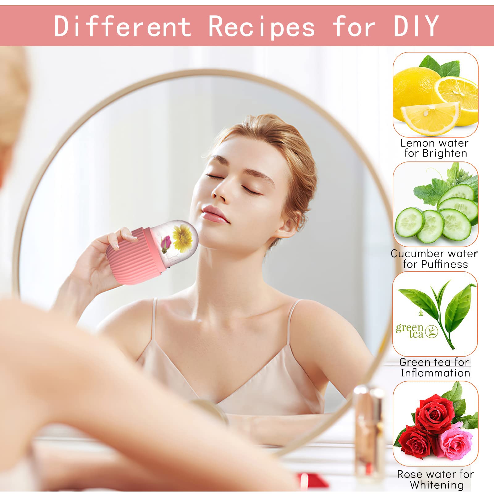 Pink XHJRI ice cube roller massager for face and neck, featuring a sleek design for relaxing skincare massage.