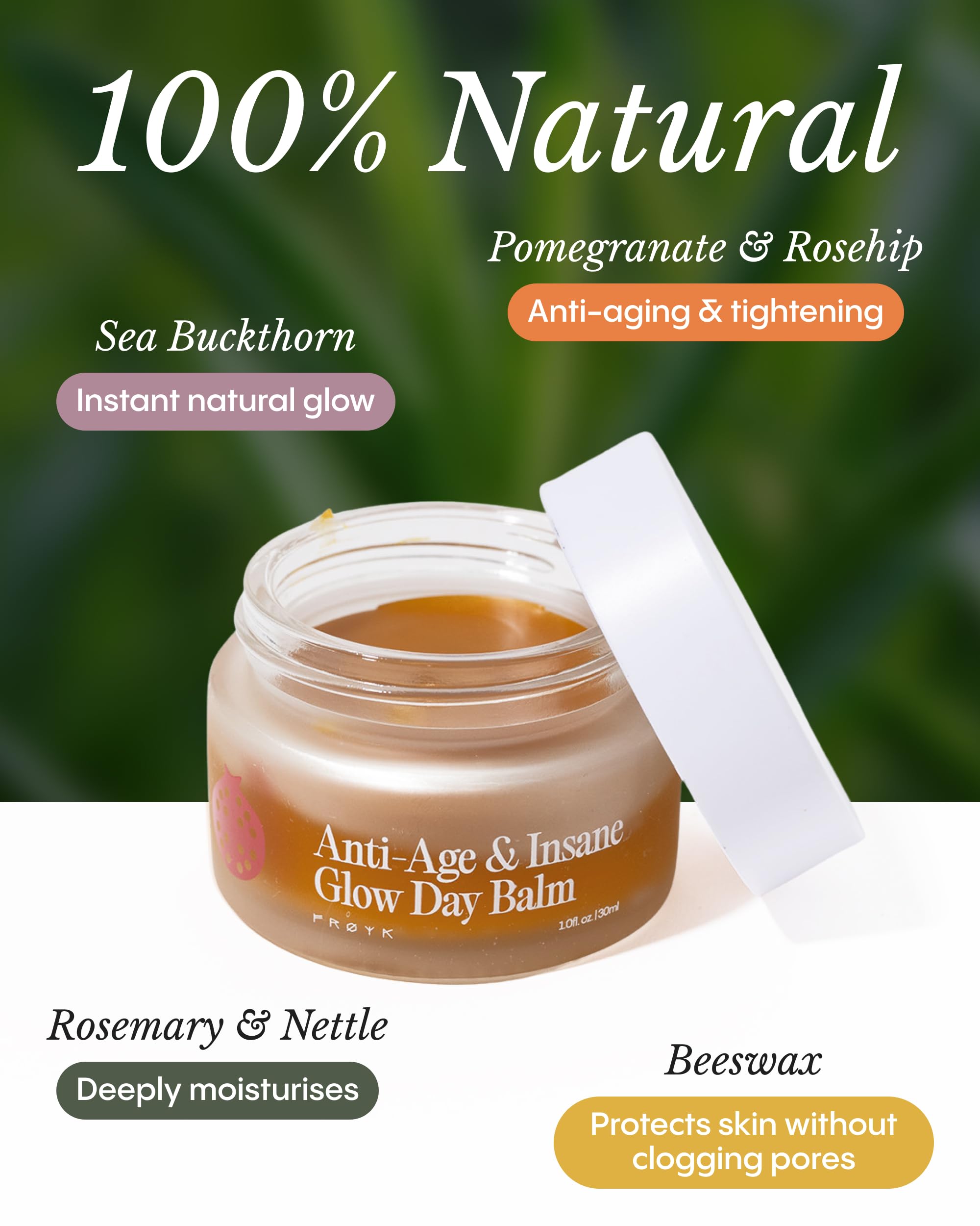 FRØYA Organics Anti-Age & Insane Glow Day Balm for Face (1.0 fl oz) - FRØYA Official Product View 5