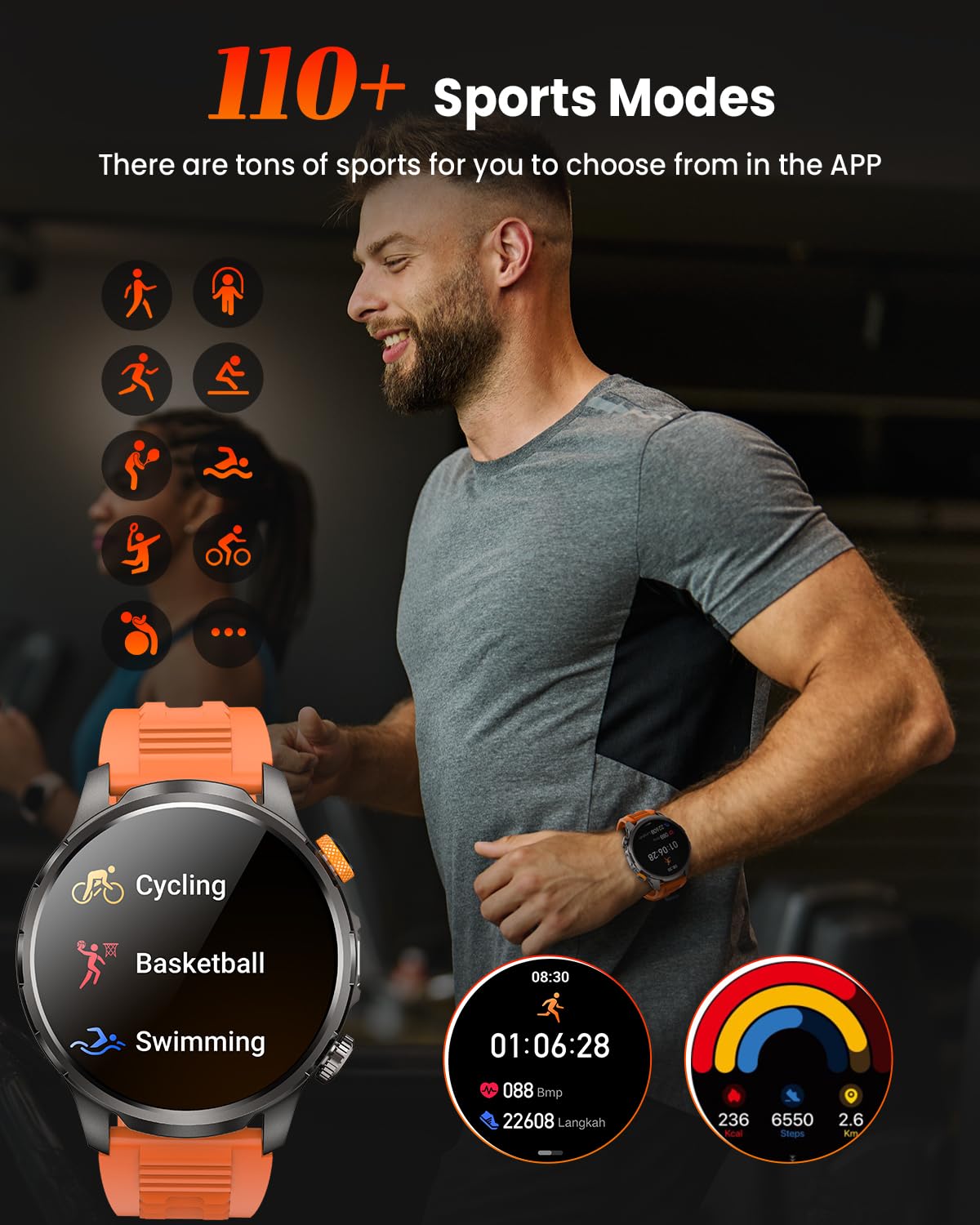 NAIXUES Military Smartwatch for Men 1000mAh Fitness Tracker Rugged Men - View 5