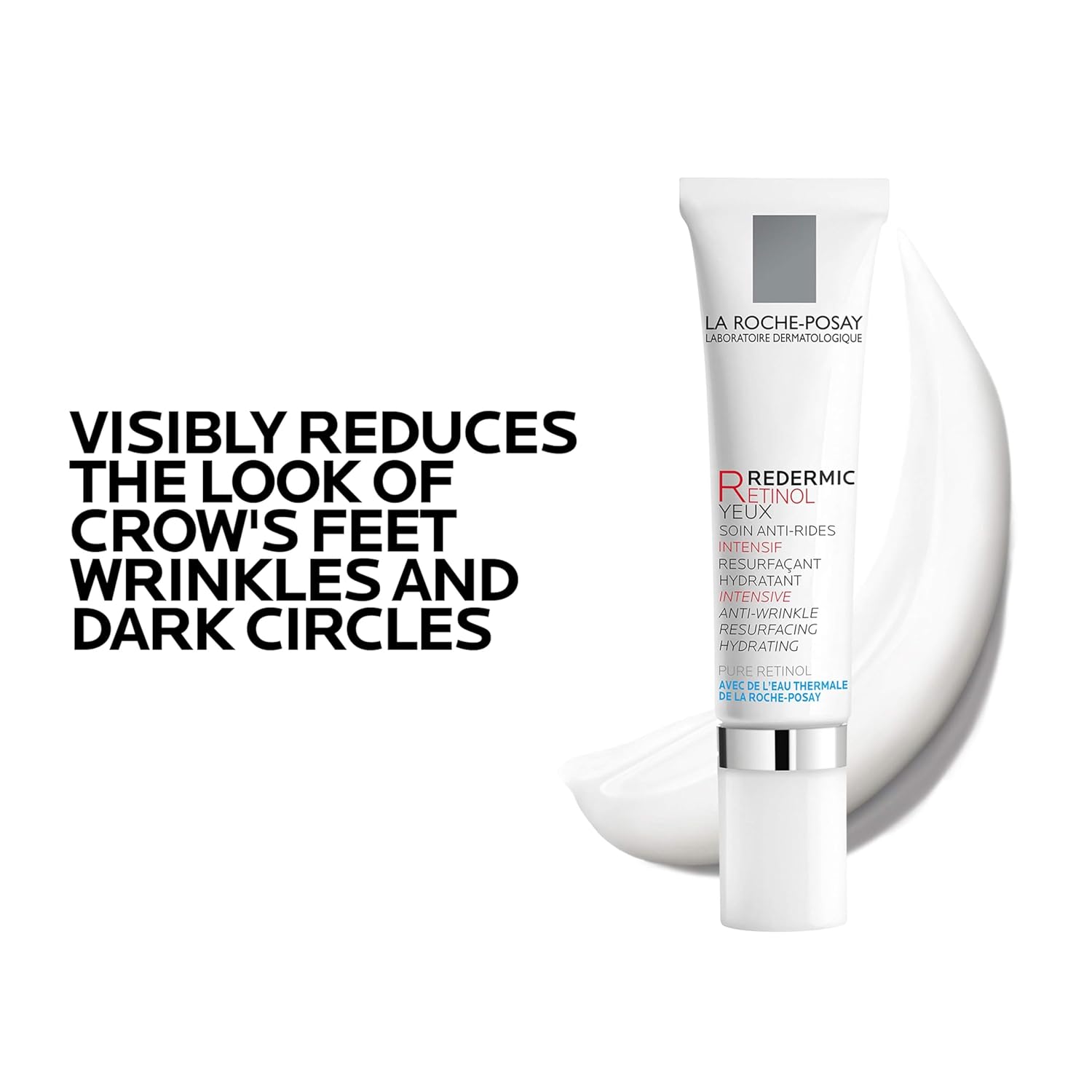 Elefair La Roche-Posay Redermic R Eyes Retinol Eye Cream in a sleek tube, designed for anti-aging and reducing eye area wrinkles.