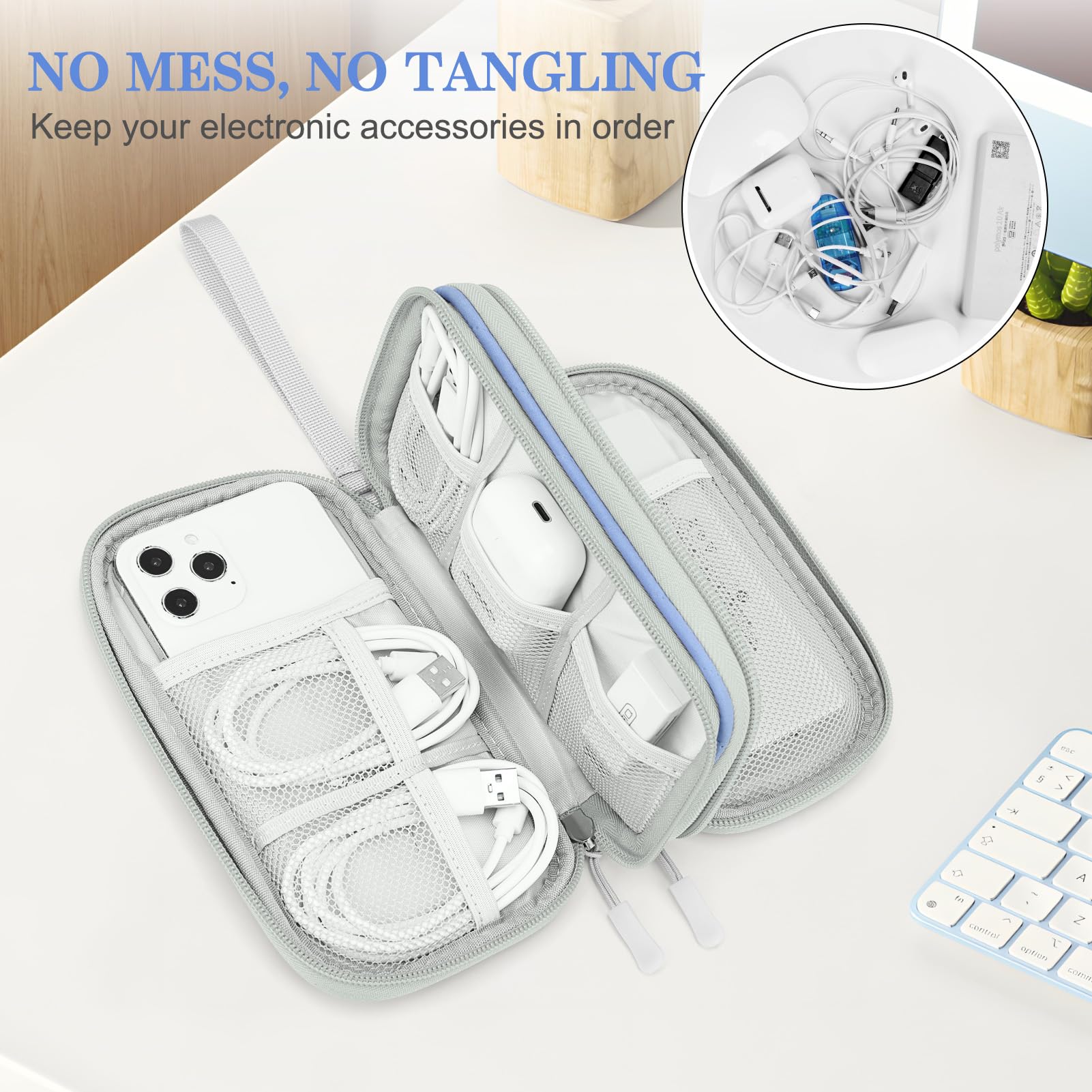 FYY Electronic Organizer, Travel Tech Pouch, Cable Organizer Blue Quil - View 5