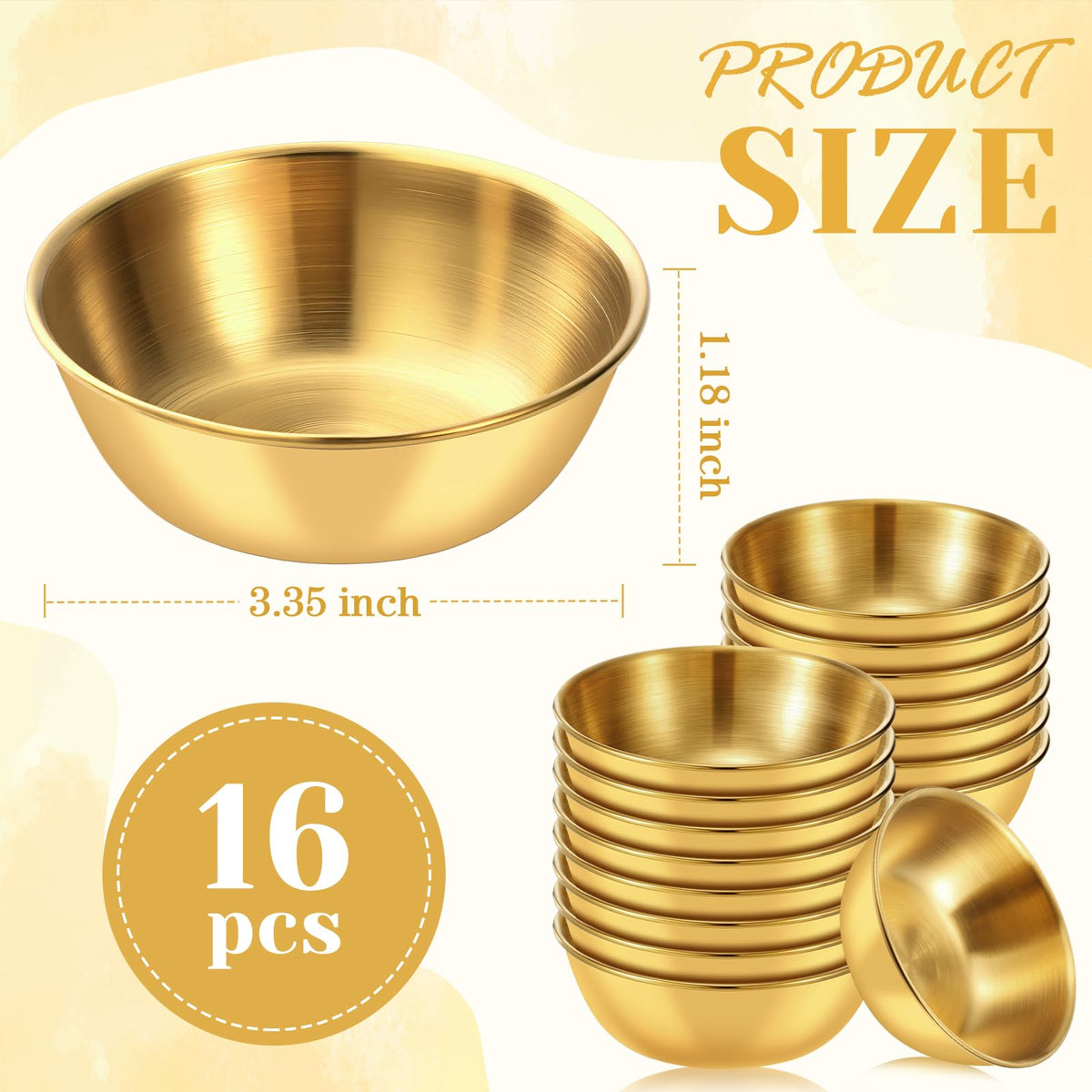 Vesici 16 Pcs Stainless Steel Esthetician Facial Bowls Gold - Vesici Official Imagery - 3