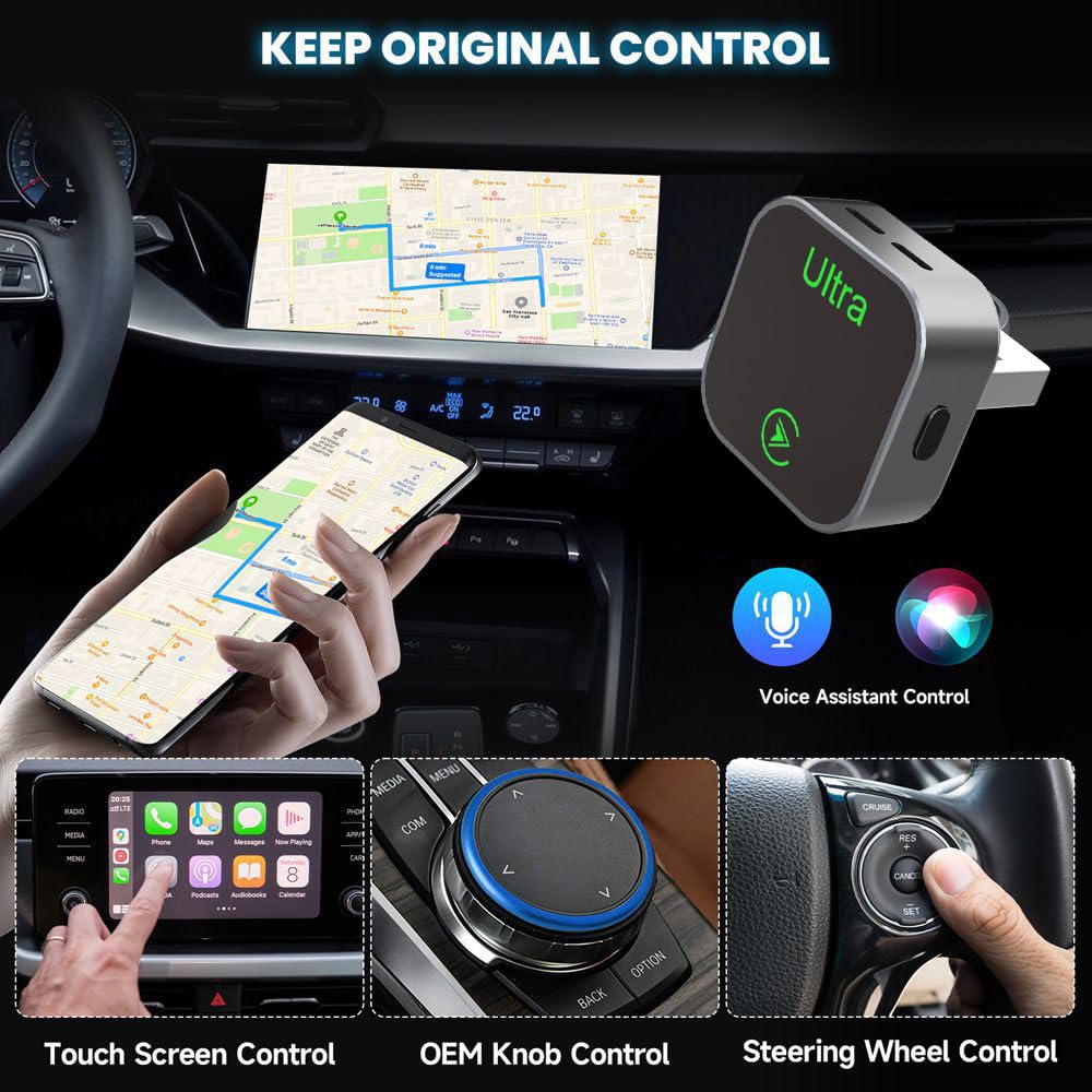 2 in 1 Wireless CarPlay Adapter 2026 New Wired to Wireless - JERYONE Official Imagery - 5