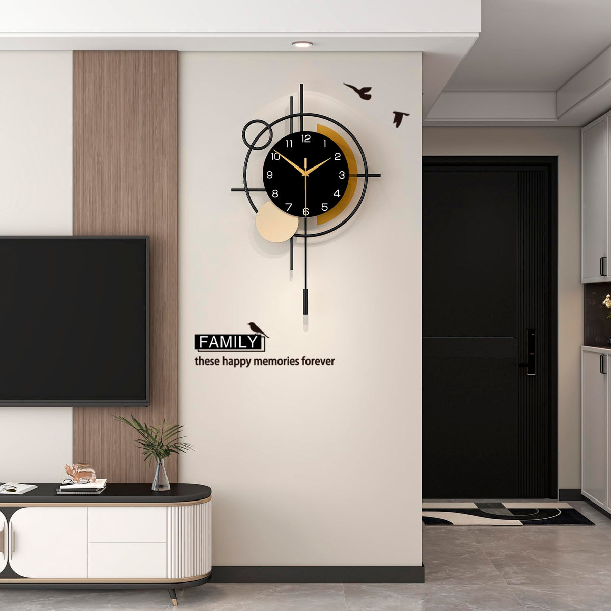 Wall Clock for Living Room Decor Modern Clock Pendulum - YIJIDECOR Official Imagery - 3