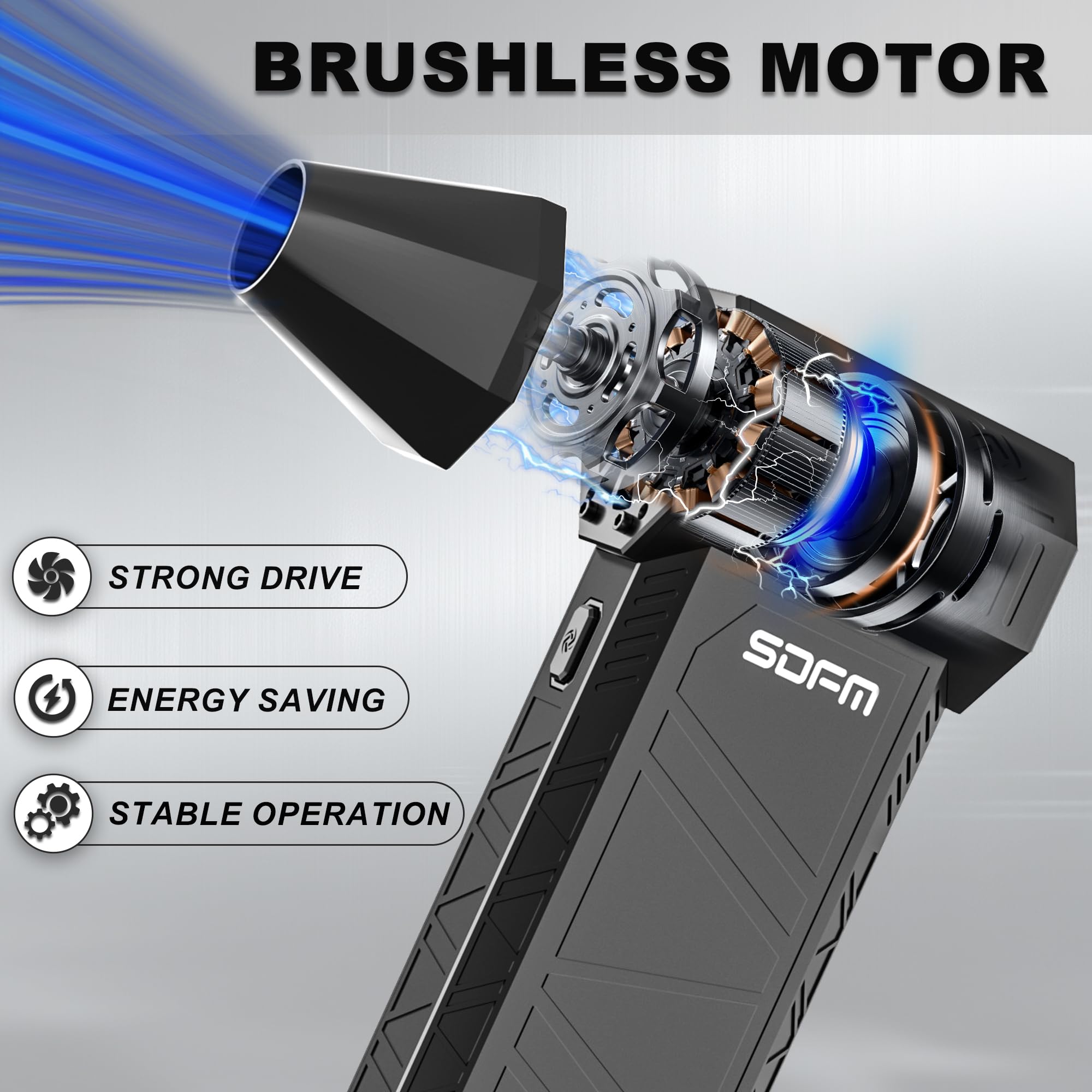 SDFM Compressed Air Duster - 3-Gear Adjustable Rechargeable Air Duster - SDFM Official Product View 3