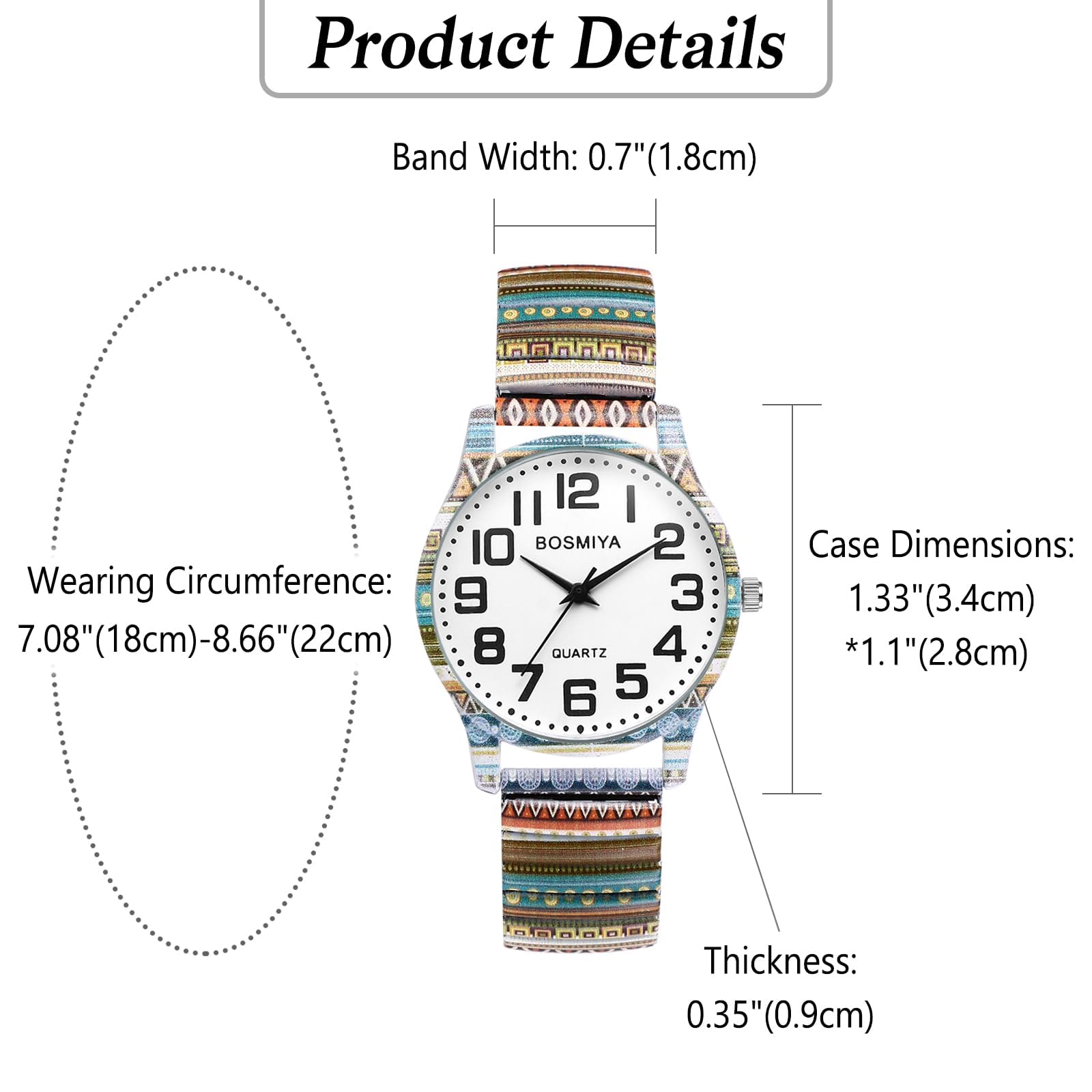 OIDEA Women's Stretch Band Quartz Watch Large Face Easy Reader Dial - View 3