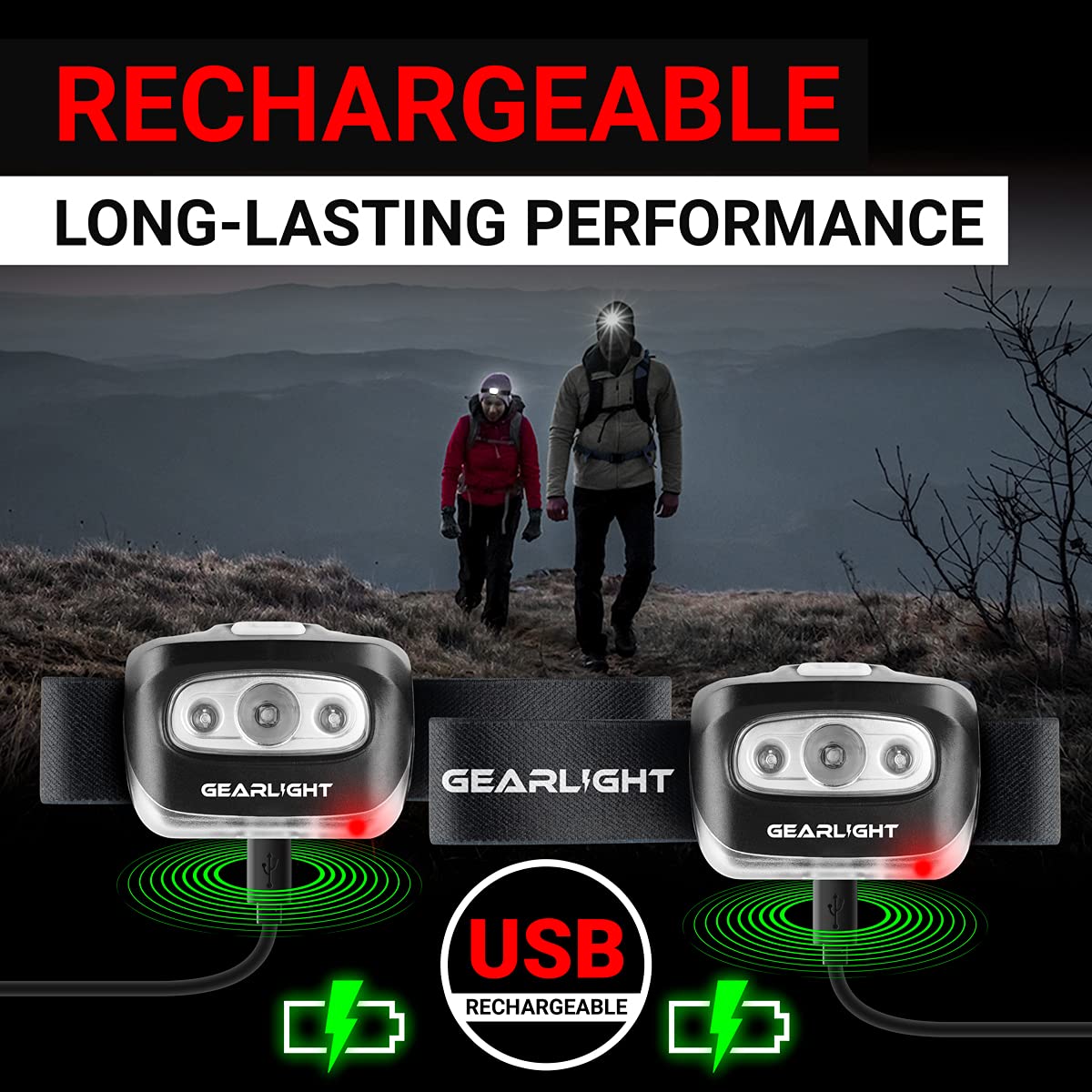 GearLight USB Rechargeable Headlamp Flashlight for Running - GearLight Official Imagery - 3