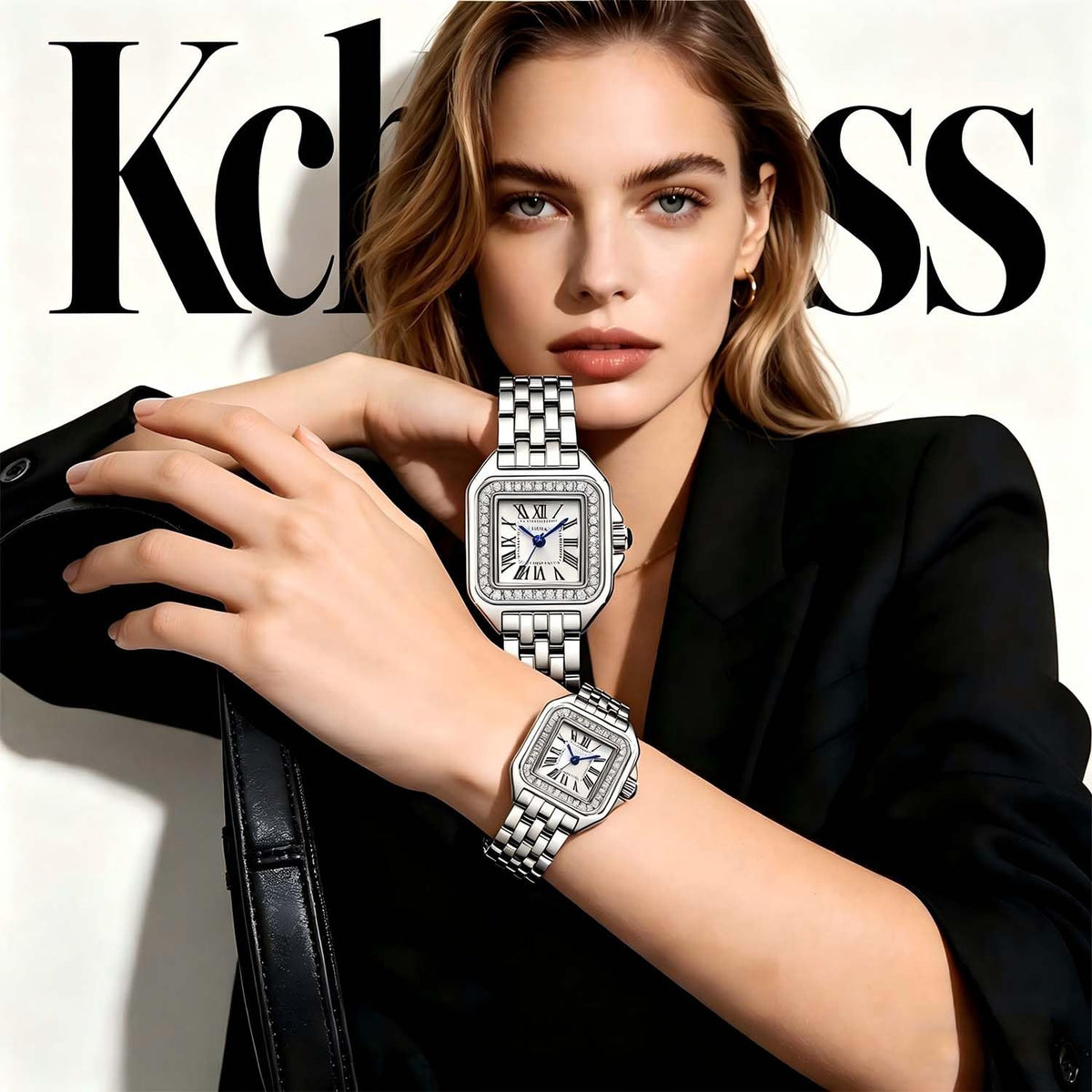 Women s Roman Dial Bangle Watch Stainless Steel Bracelet Set - Kchss Official Imagery - 6