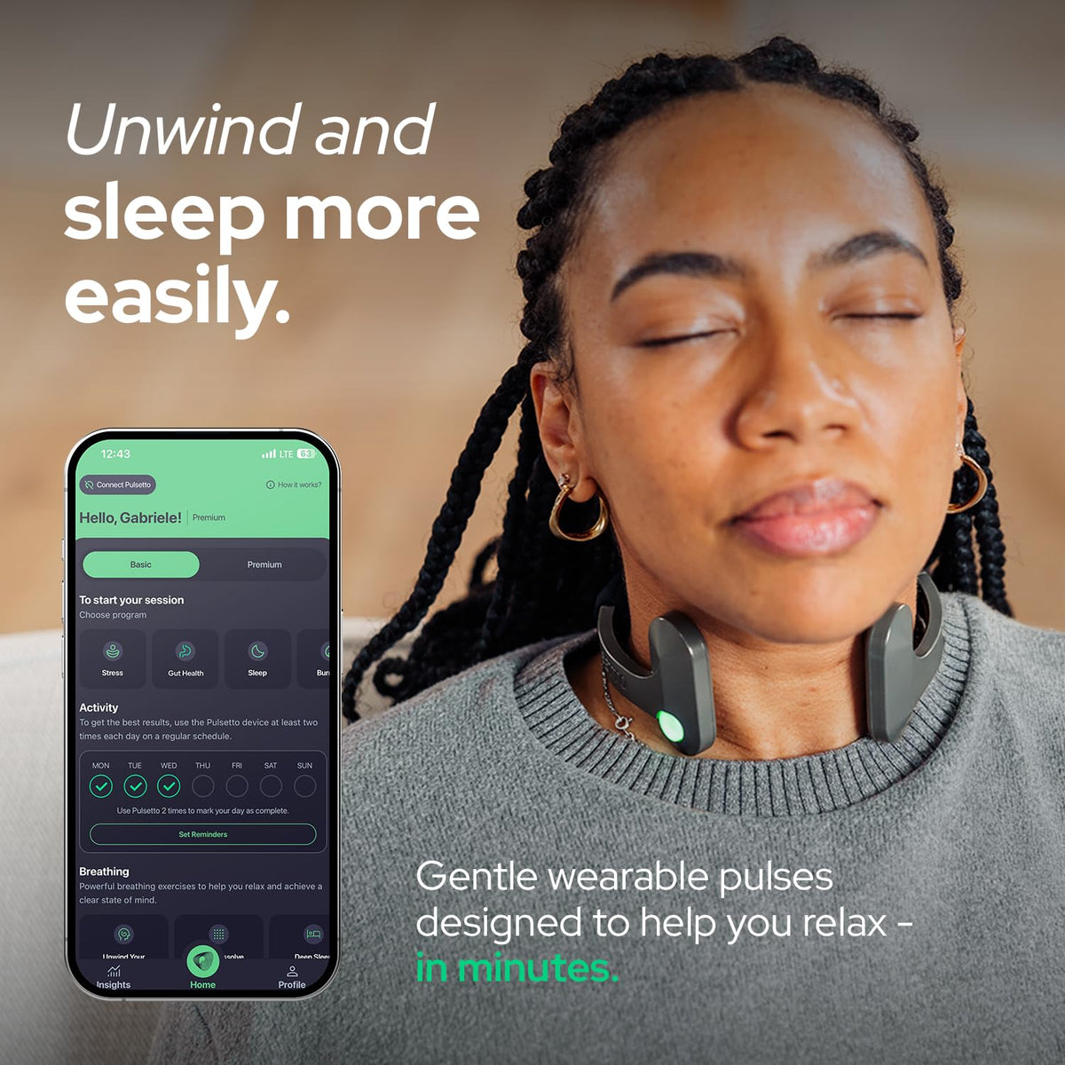 Lite Wellness Wearable Relaxation Daily Wellness Support - Pulsetto Official Imagery - 4