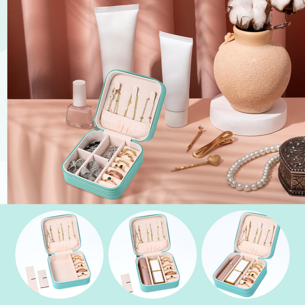 12 Pcs Mini Travel Jewelry Case Bridesmaid Proposal Gift - MAQUITA Official Imagery - 5