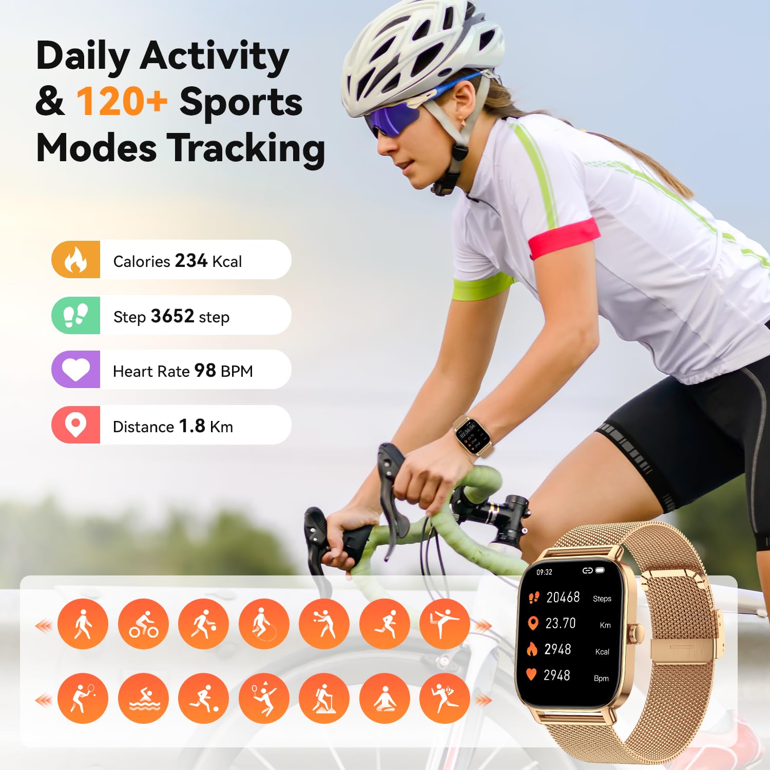 zhizhi Smart Watch for Women Android/iPhone: Fitness Tracker Smart Wat - View 4