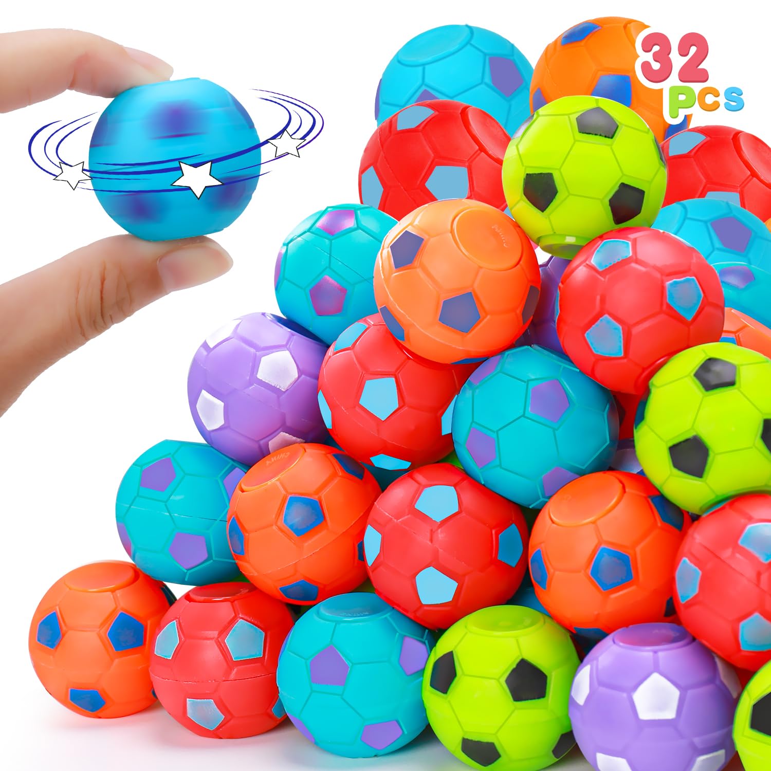32PCS Fidget Spinner Soccer Balls Party Favors for Kids 4-8 8-12 - Product Imagery
