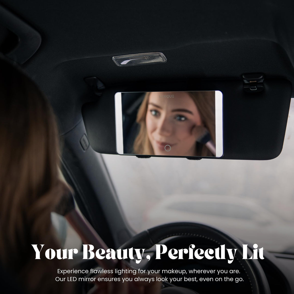 Rechargeable LED Sun Visor Mirror 3 Dimmable Light Modes - LUXIQUE Official Imagery - 3