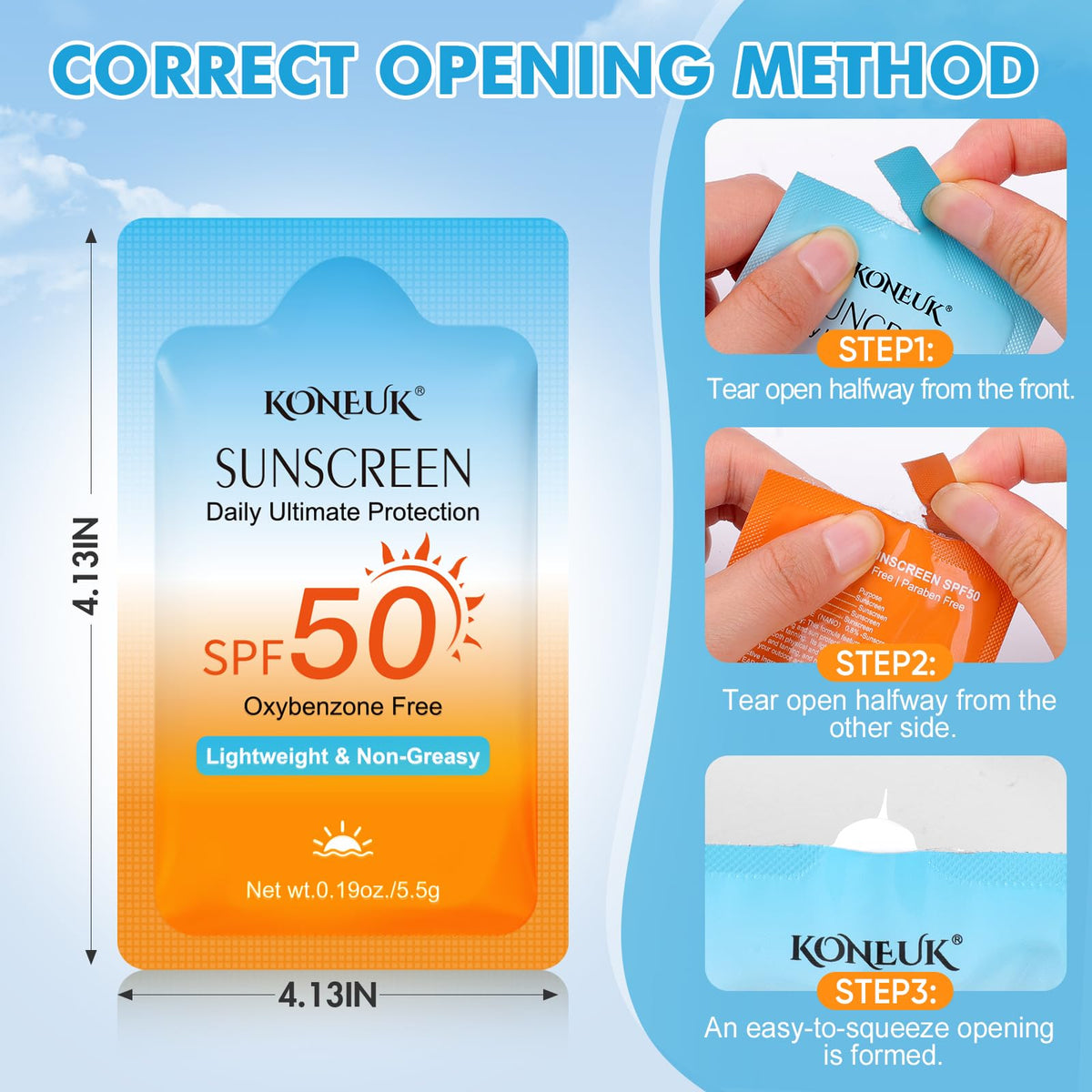200 Pack Bulk Mini Sunscreen for Face Body Lightweight Non - KONEUK Official Imagery - 6